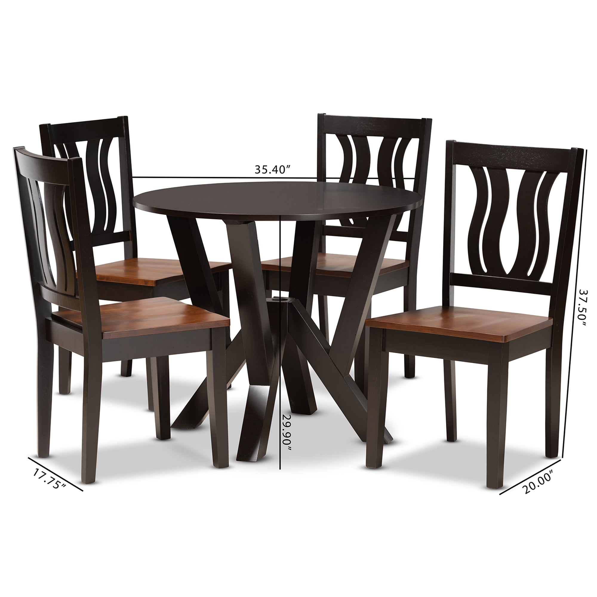 Noelia Modern Table & Dining Chairs Two-Tone 5-Piece-Dining Set-Baxton Studio - WI-Wall2Wall Furnishings