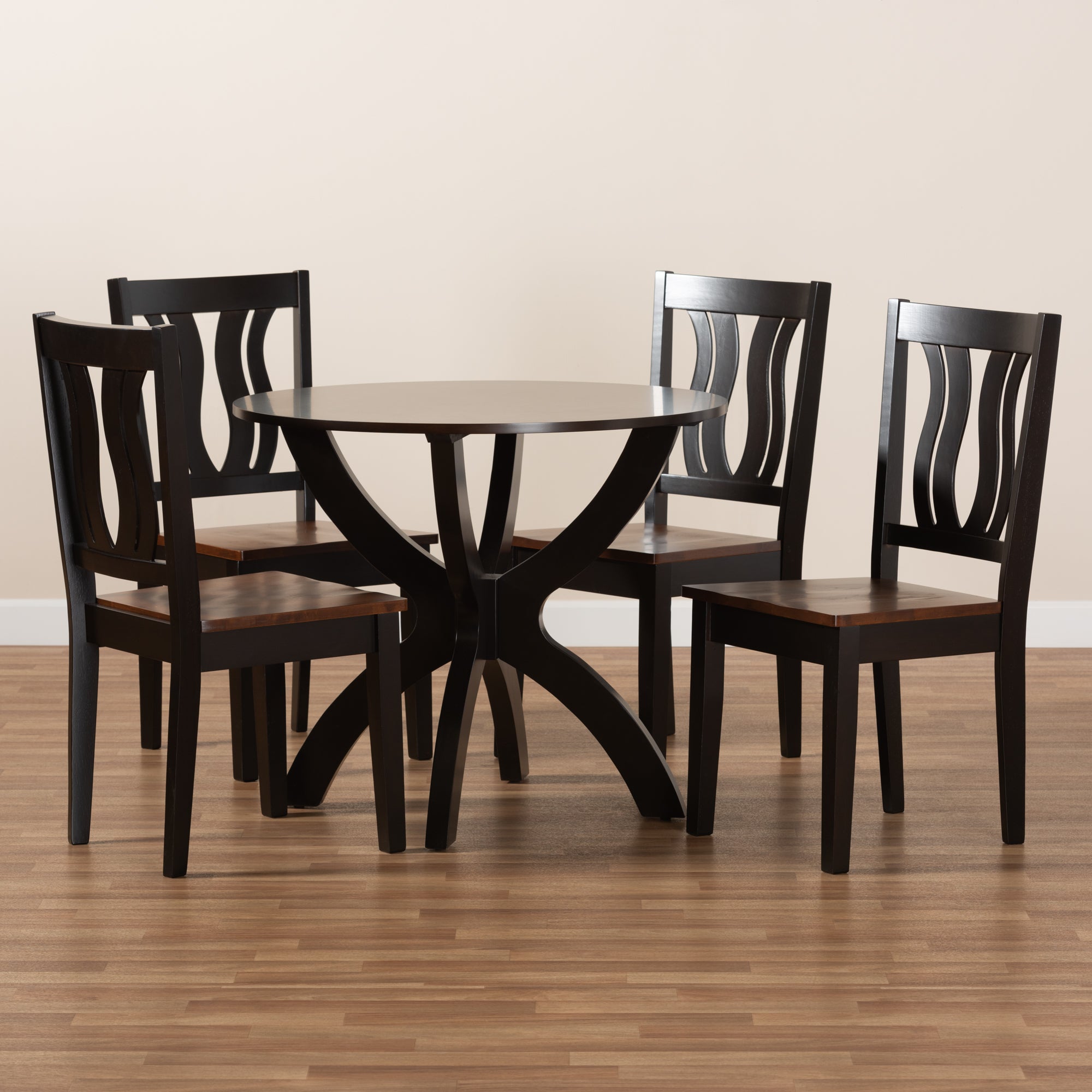 Karla Modern Table & Dining Chairs Two-Tone 5-Piece-Dining Set-Baxton Studio - WI-Wall2Wall Furnishings