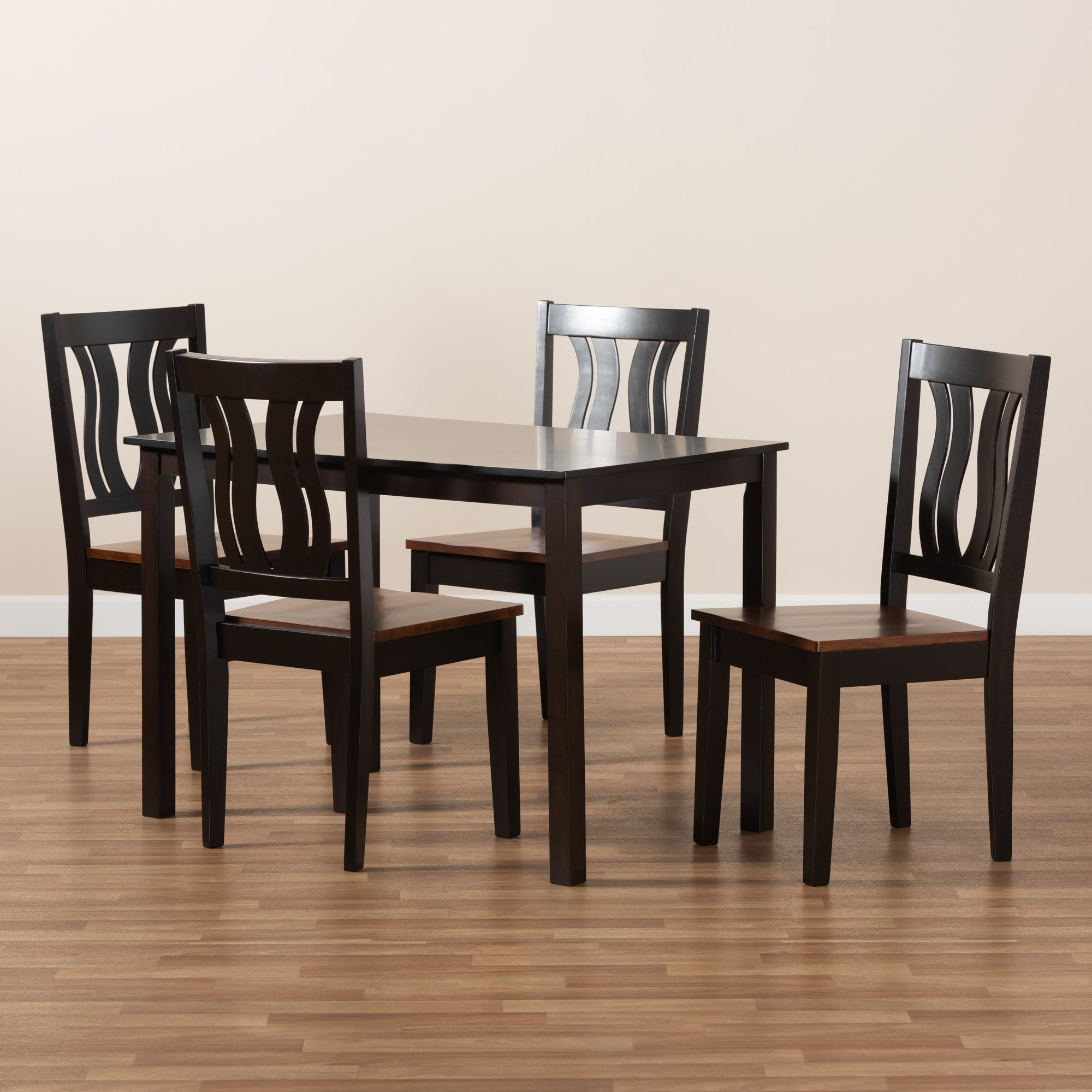 Zamira Modern Table & Dining Chairs Two-Tone 5-Piece-Dining Set-Baxton Studio - WI-Wall2Wall Furnishings