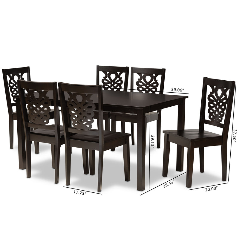 Luisa Modern Table & Six (6) Dining Chairs 7-Piece-Dining Set-Baxton Studio - WI-Wall2Wall Furnishings