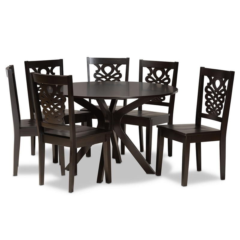 Liese Modern Table & Six (6) Dining Chairs 7-Piece-Dining Set-Baxton Studio - WI-Wall2Wall Furnishings