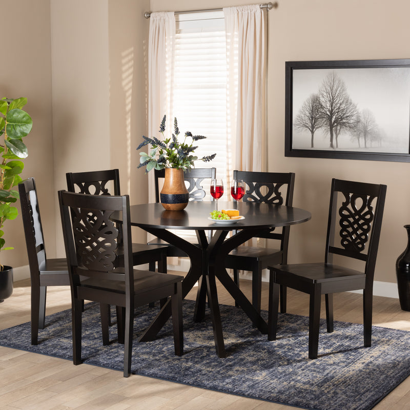 Liese Modern Table & Six (6) Dining Chairs 7-Piece-Dining Set-Baxton Studio - WI-Wall2Wall Furnishings