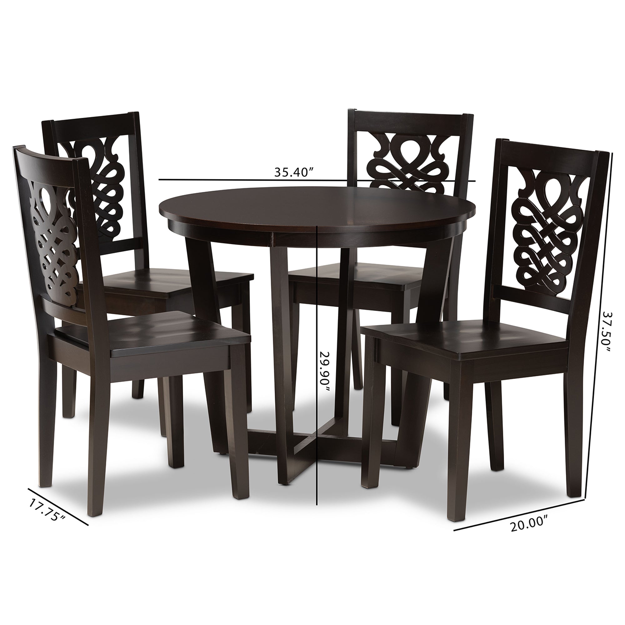 Salida Modern Table & Dining Chairs 5-Piece-Dining Set-Baxton Studio - WI-Wall2Wall Furnishings