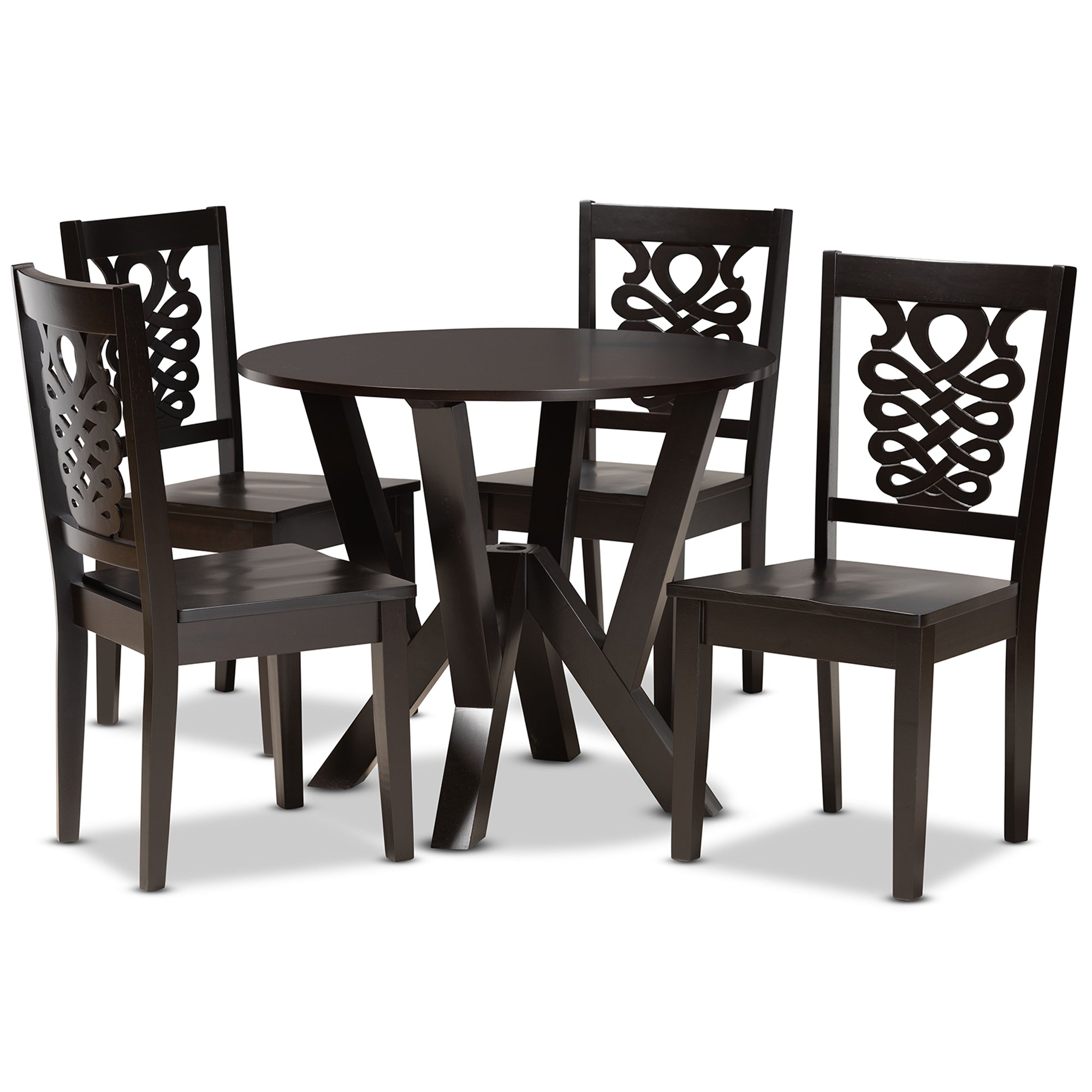 Valda Modern Table & Dining Chairs 5-Piece-Dining Set-Baxton Studio - WI-Wall2Wall Furnishings