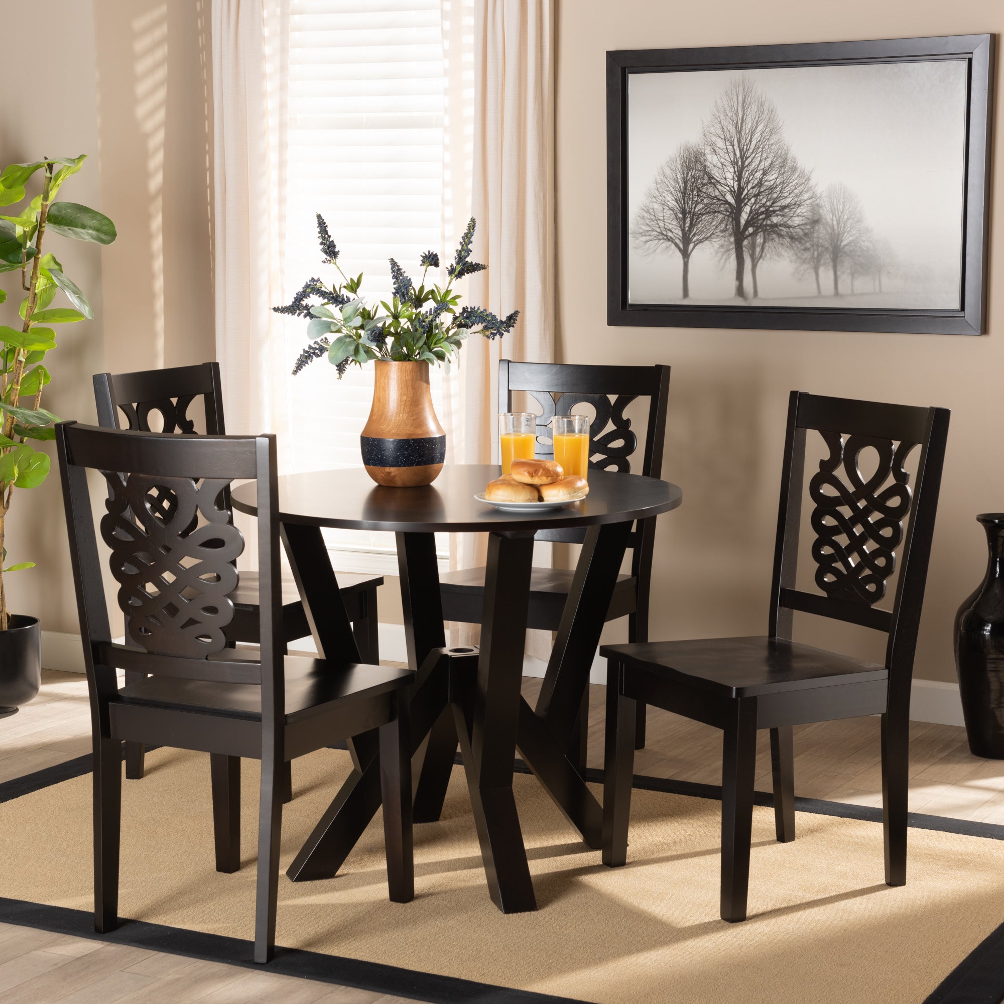 Valda Modern Table & Dining Chairs 5-Piece-Dining Set-Baxton Studio - WI-Wall2Wall Furnishings