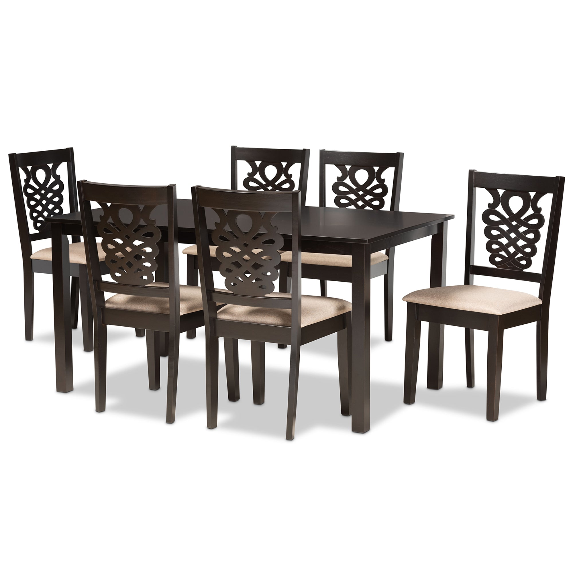 Gervais Modern Dining Table & Six (6) Dining Chairs 7-Piece-Dining Set-Baxton Studio - WI-Wall2Wall Furnishings