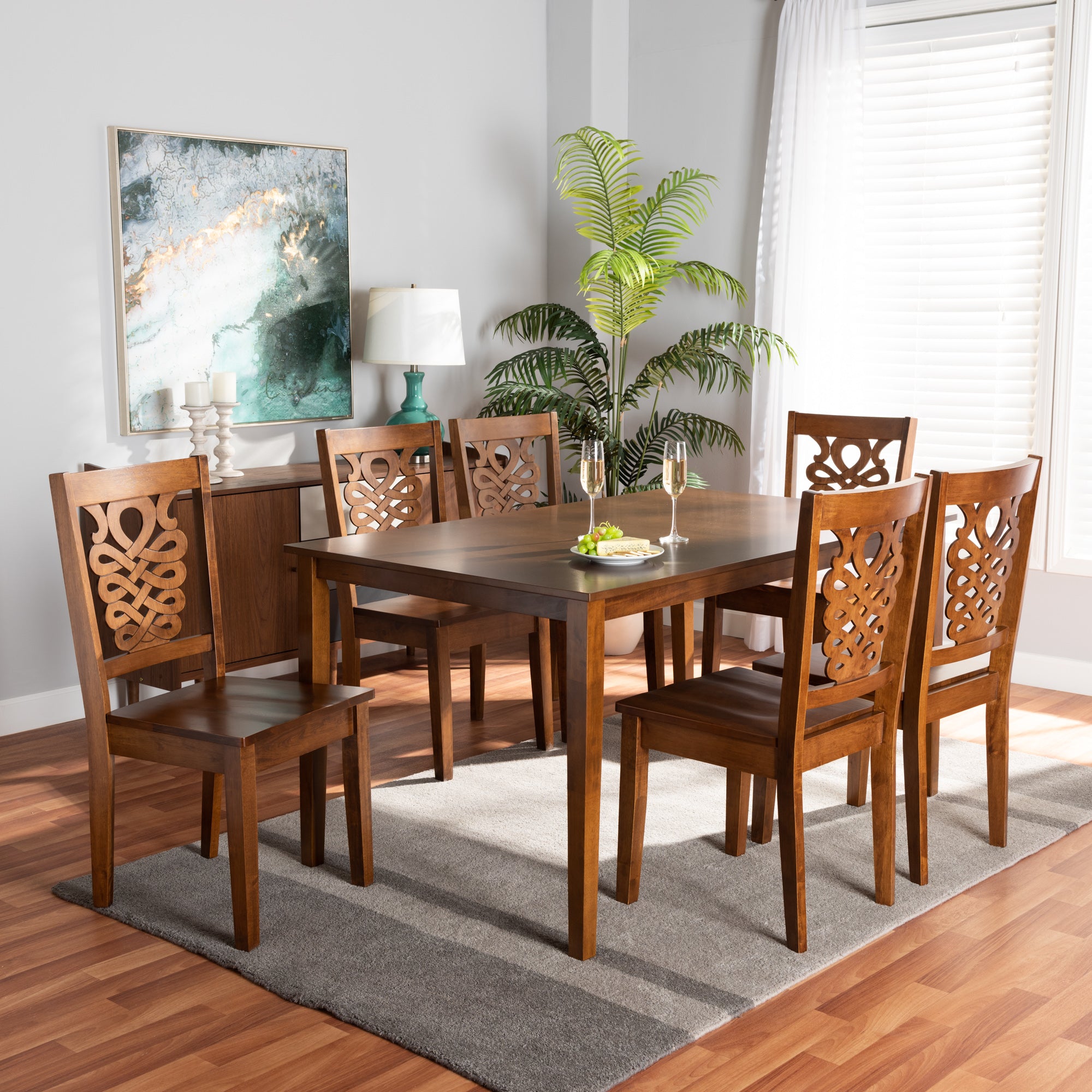 Luisa Modern Dining Table & Six (6) Dining Chairs 7-Piece-Dining Set-Baxton Studio - WI-Wall2Wall Furnishings