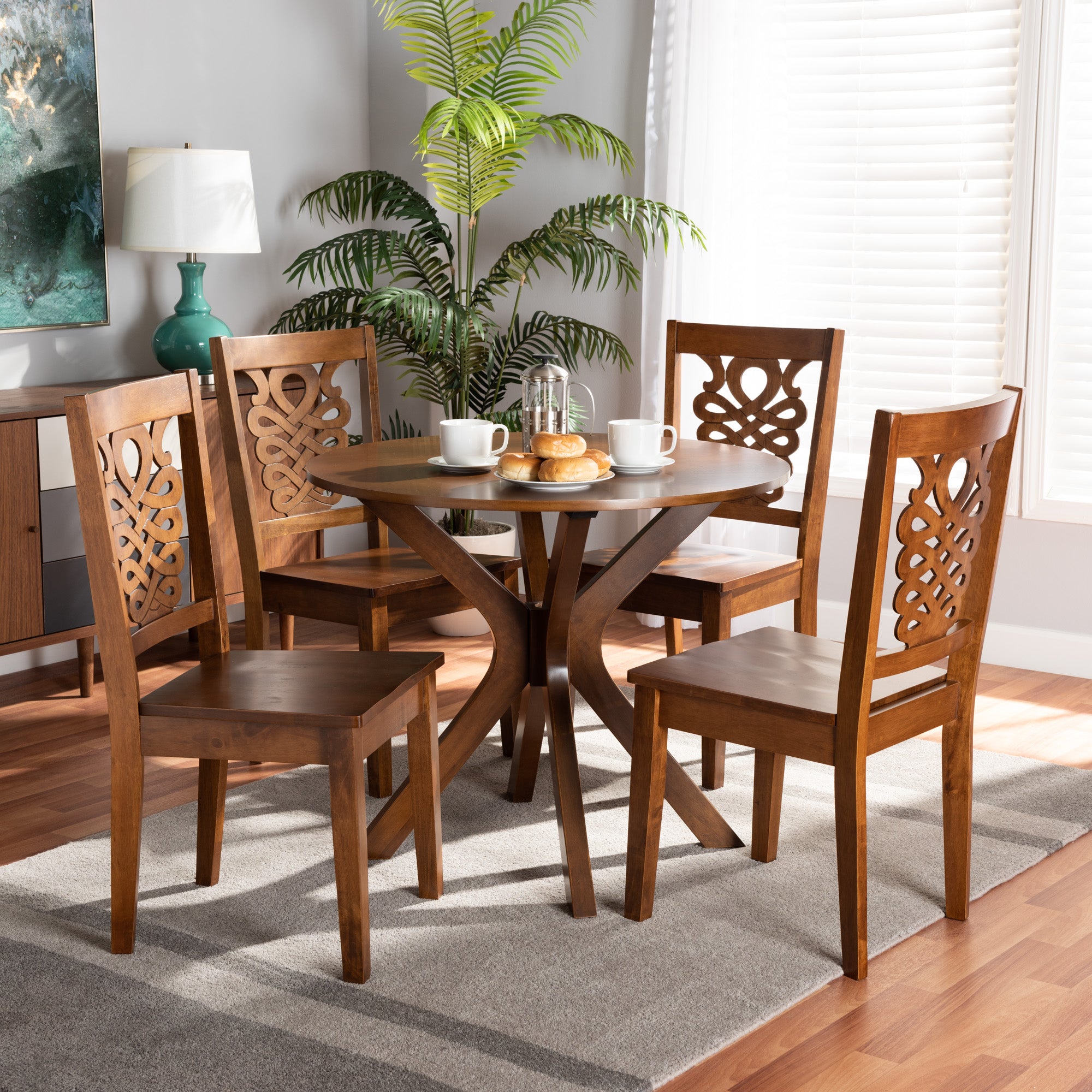 Liese Modern Dining Table & Dining Chairs 5-Piece-Dining Set-Baxton Studio - WI-Wall2Wall Furnishings
