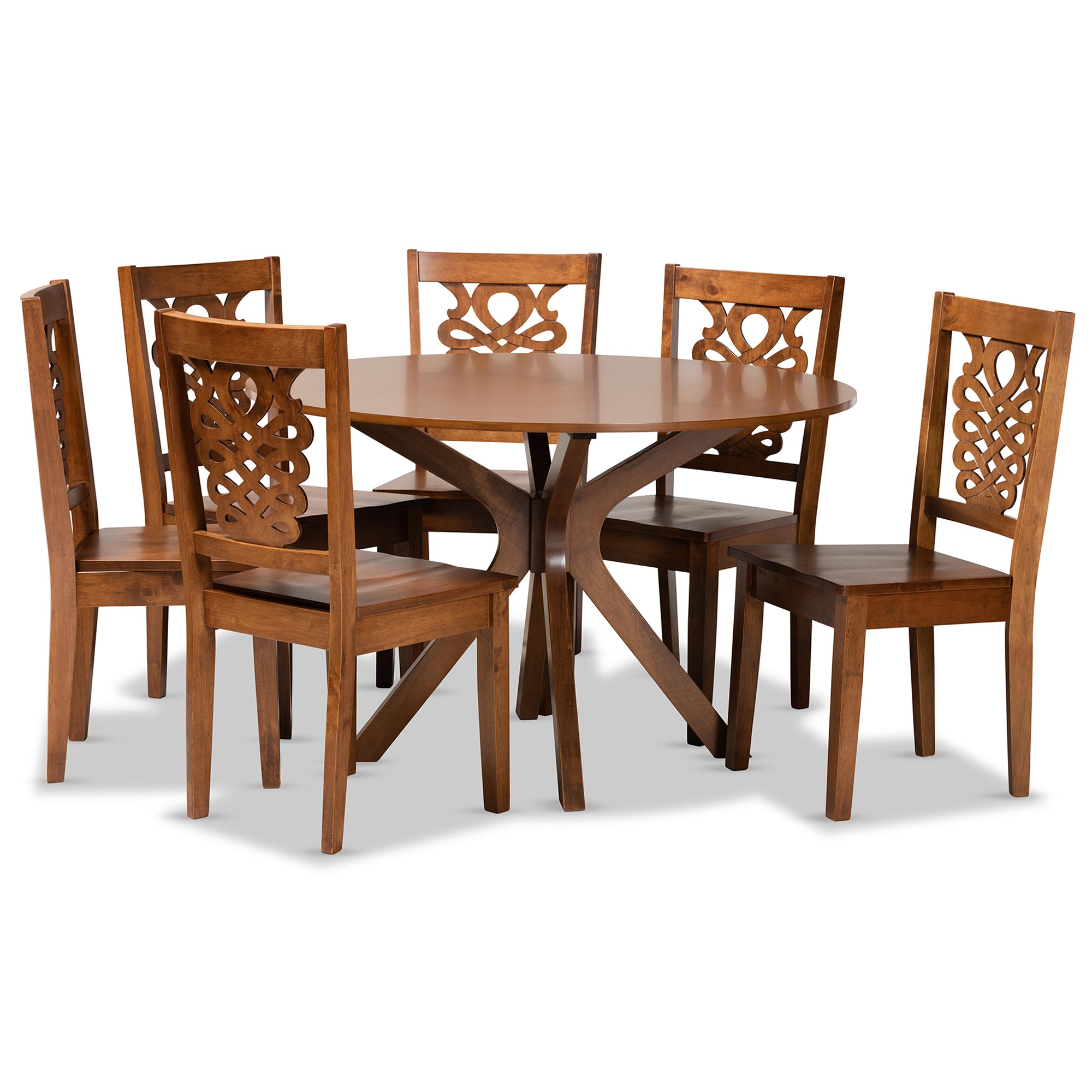 Liese Modern Dining Table & Six (6) Dining Chairs 7-Piece-Dining Set-Baxton Studio - WI-Wall2Wall Furnishings