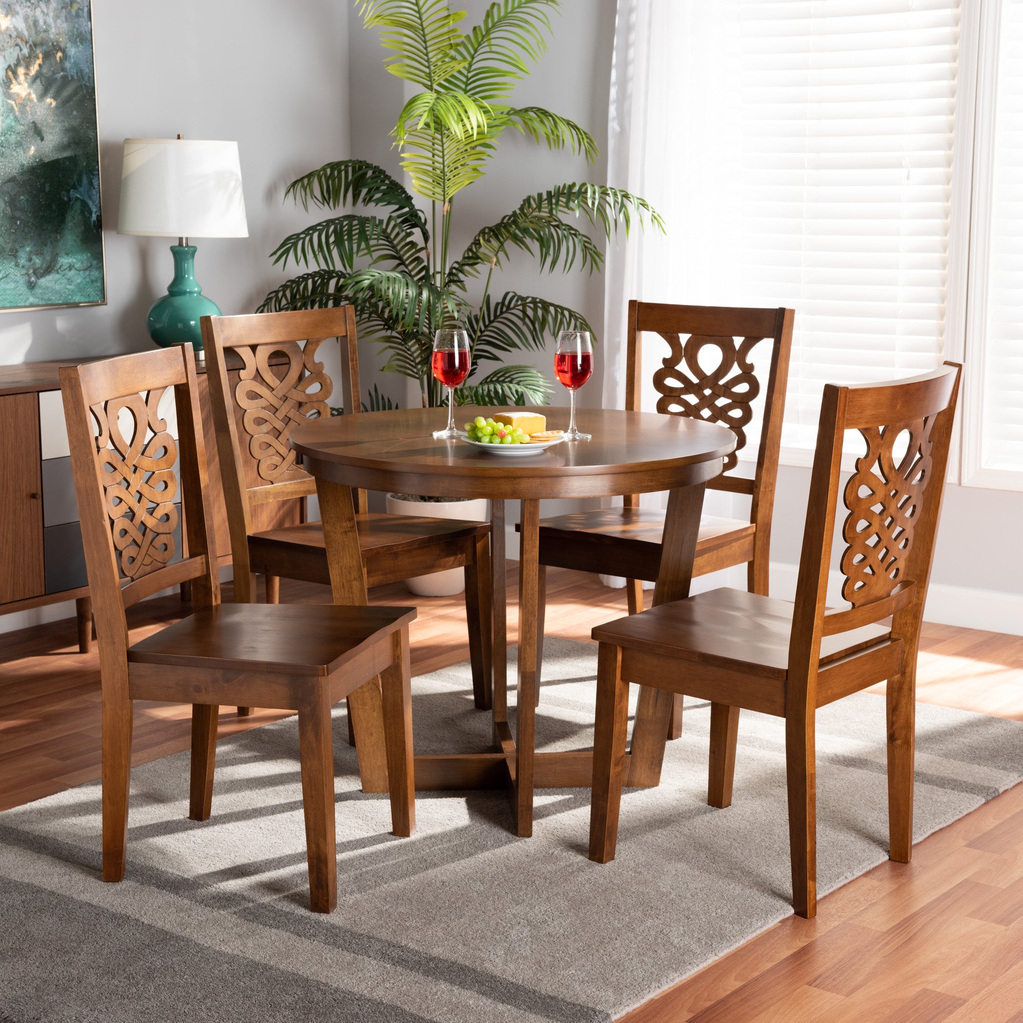 Salida Modern Dining Table & Dining Chairs 5-Piece-Dining Set-Baxton Studio - WI-Wall2Wall Furnishings