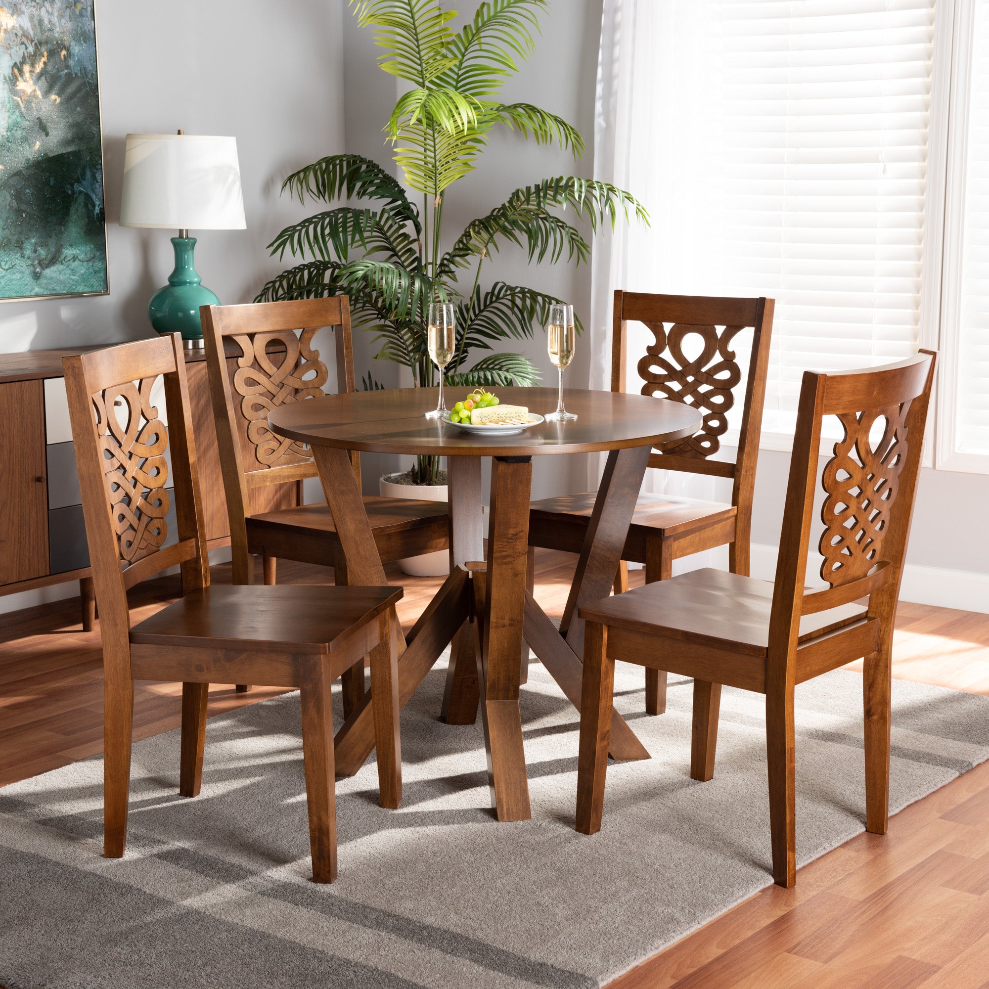 Valda Modern Dining Table & Dining Chairs 5-Piece-Dining Set-Baxton Studio - WI-Wall2Wall Furnishings