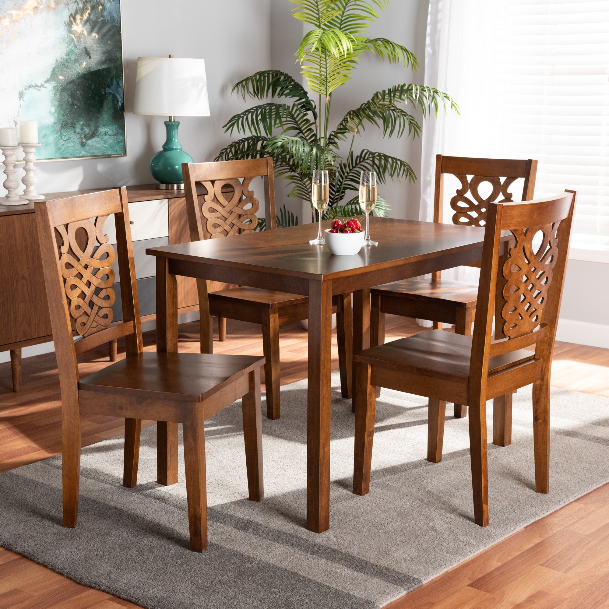 Luisa Modern Dining Table & Dining Chairs 5-Piece-Dining Set-Baxton Studio - WI-Wall2Wall Furnishings