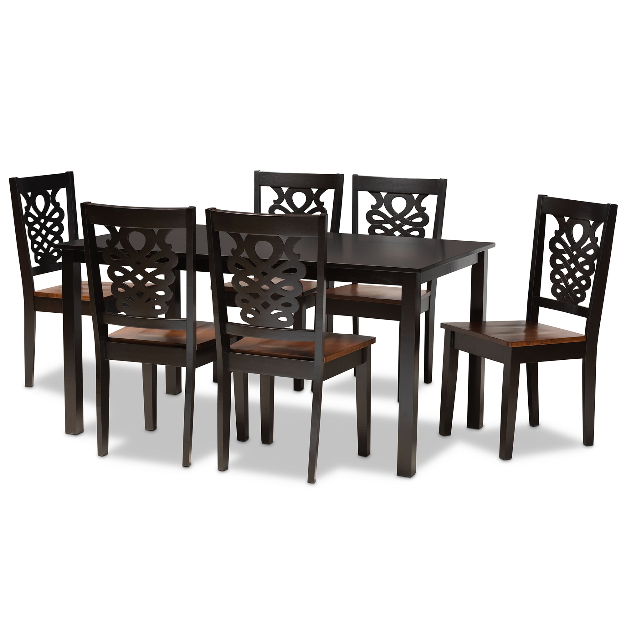 Luisa Modern Dining Table & Six (6) Dining Chairs Two-Tone 7-Piece-Dining Set-Baxton Studio - WI-Wall2Wall Furnishings