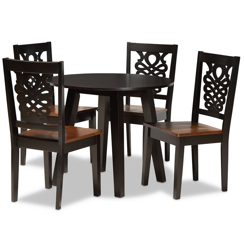 Mina Modern Dining Table & Dining Chairs Two-Tone 5-Piece-Dining Set-Baxton Studio - WI-Wall2Wall Furnishings