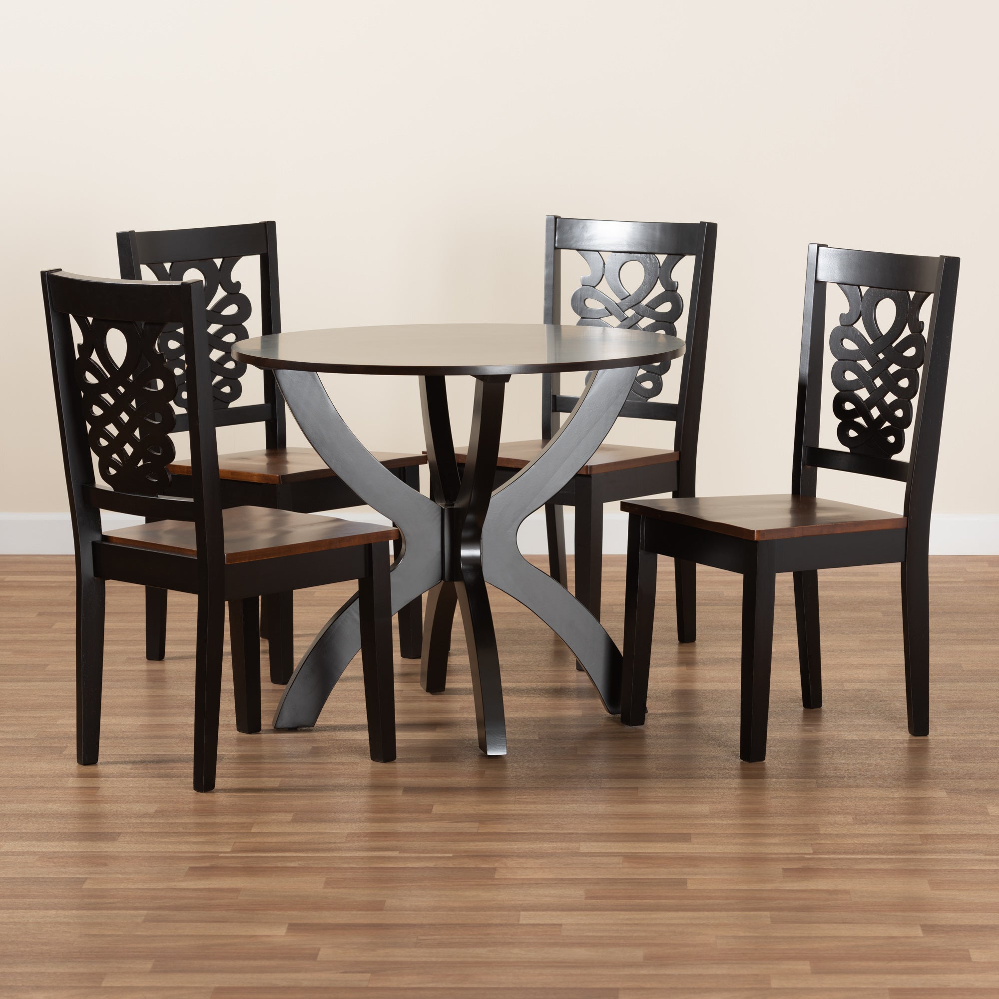 Wanda Modern Dining Table & Dining Chairs Two-Tone 5-Piece-Dining Set-Baxton Studio - WI-Wall2Wall Furnishings