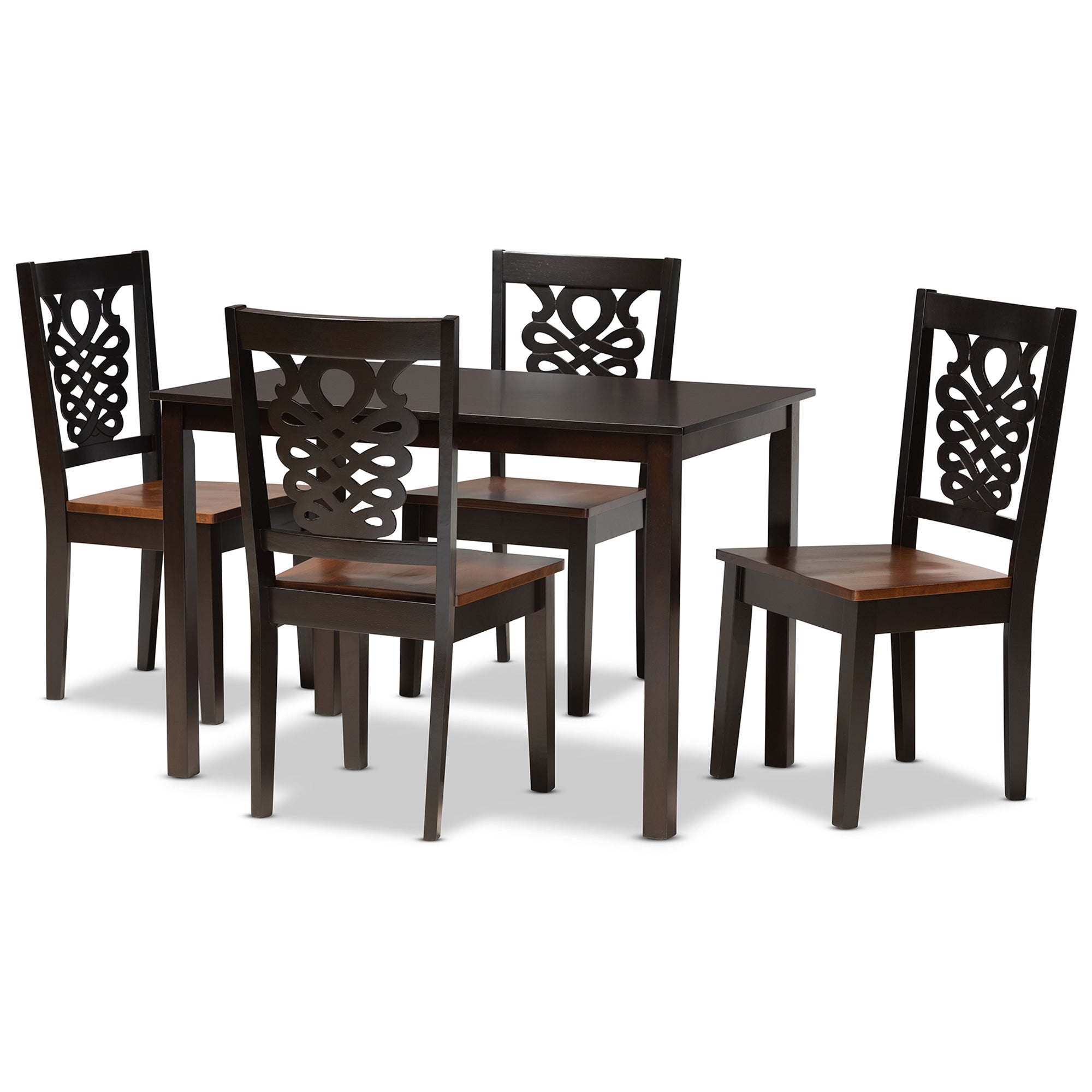 Luisa Modern Dining Table & Dining Chairs Two-Tone 5-Piece-Dining Set-Baxton Studio - WI-Wall2Wall Furnishings