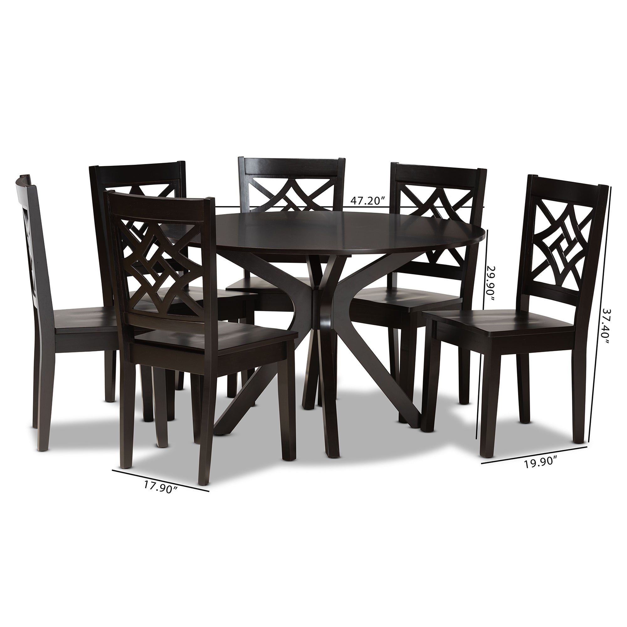 Miela Modern Dining Table & Six (6) Dining Chairs 7-Piece-Dining Set-Baxton Studio - WI-Wall2Wall Furnishings