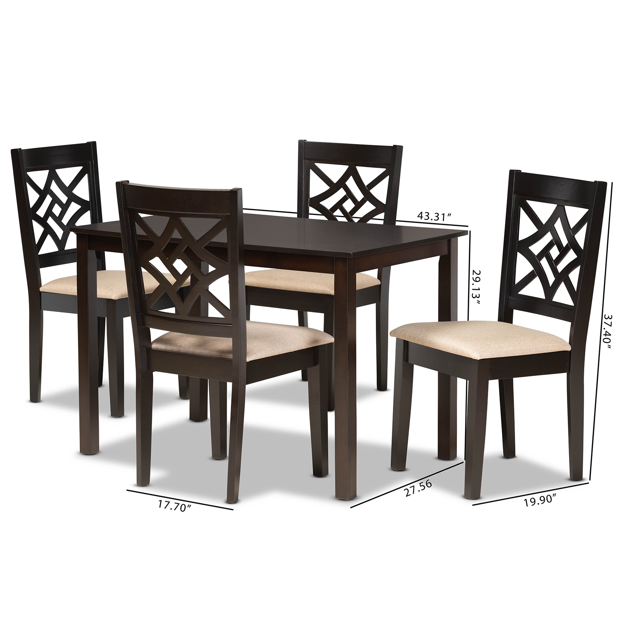 Nicolette Modern Dining Table & Dining Chairs 5-Piece-Dining Set-Baxton Studio - WI-Wall2Wall Furnishings