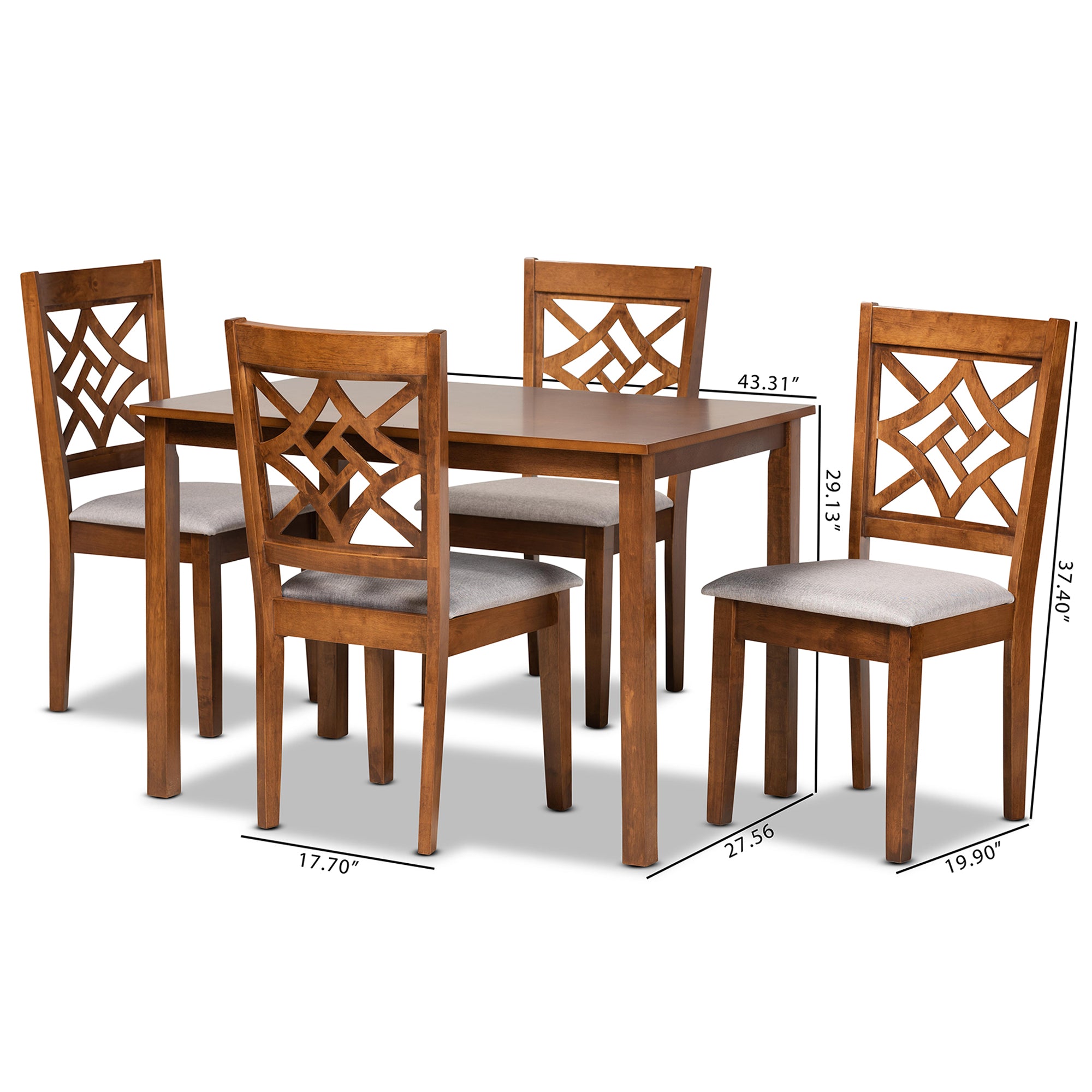 Nicolette Modern Dining Table & Dining Chairs 5-Piece-Dining Set-Baxton Studio - WI-Wall2Wall Furnishings