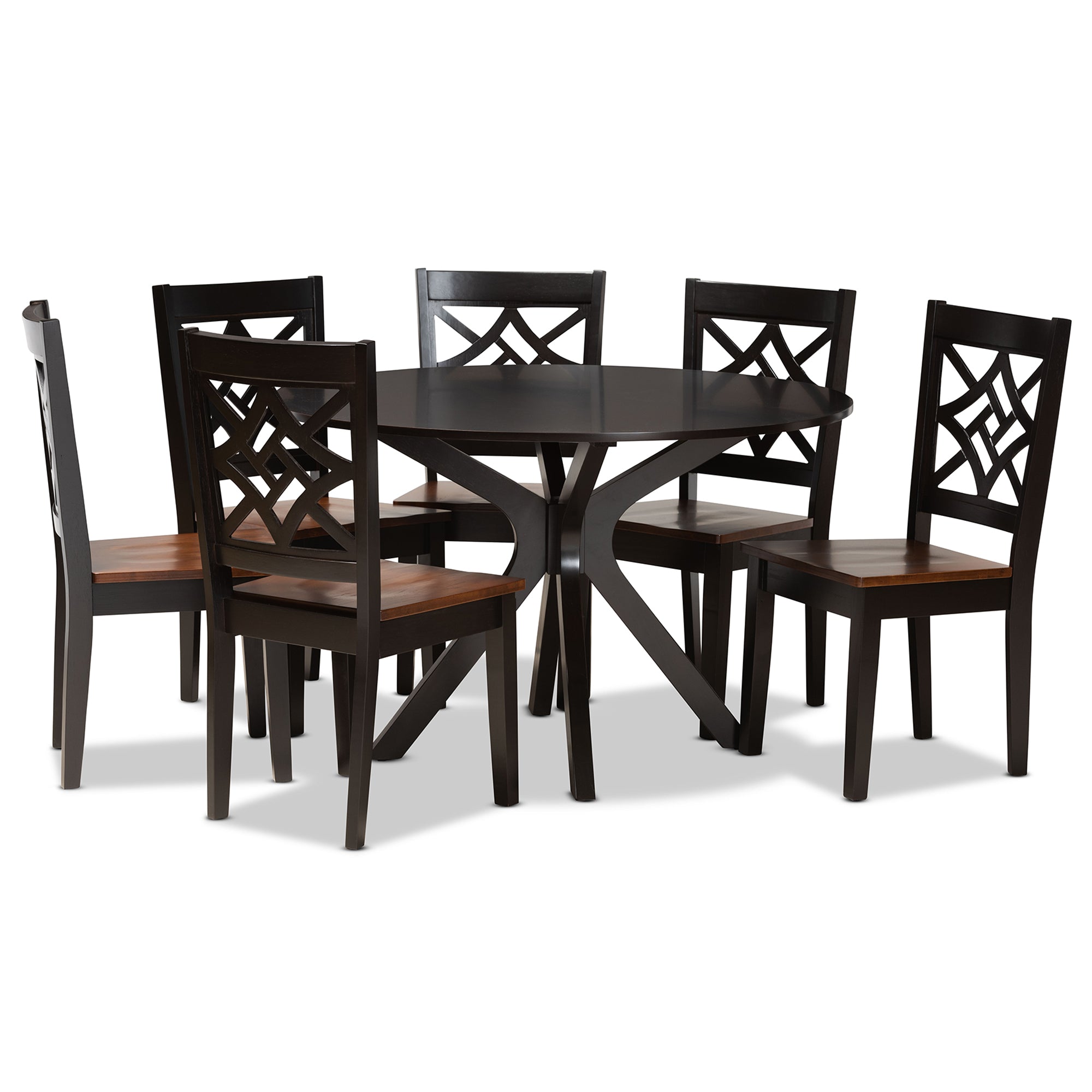 Miela Modern Dining Table & Six (6) Dining Chairs Two-Tone 7-Piece-Dining Set-Baxton Studio - WI-Wall2Wall Furnishings
