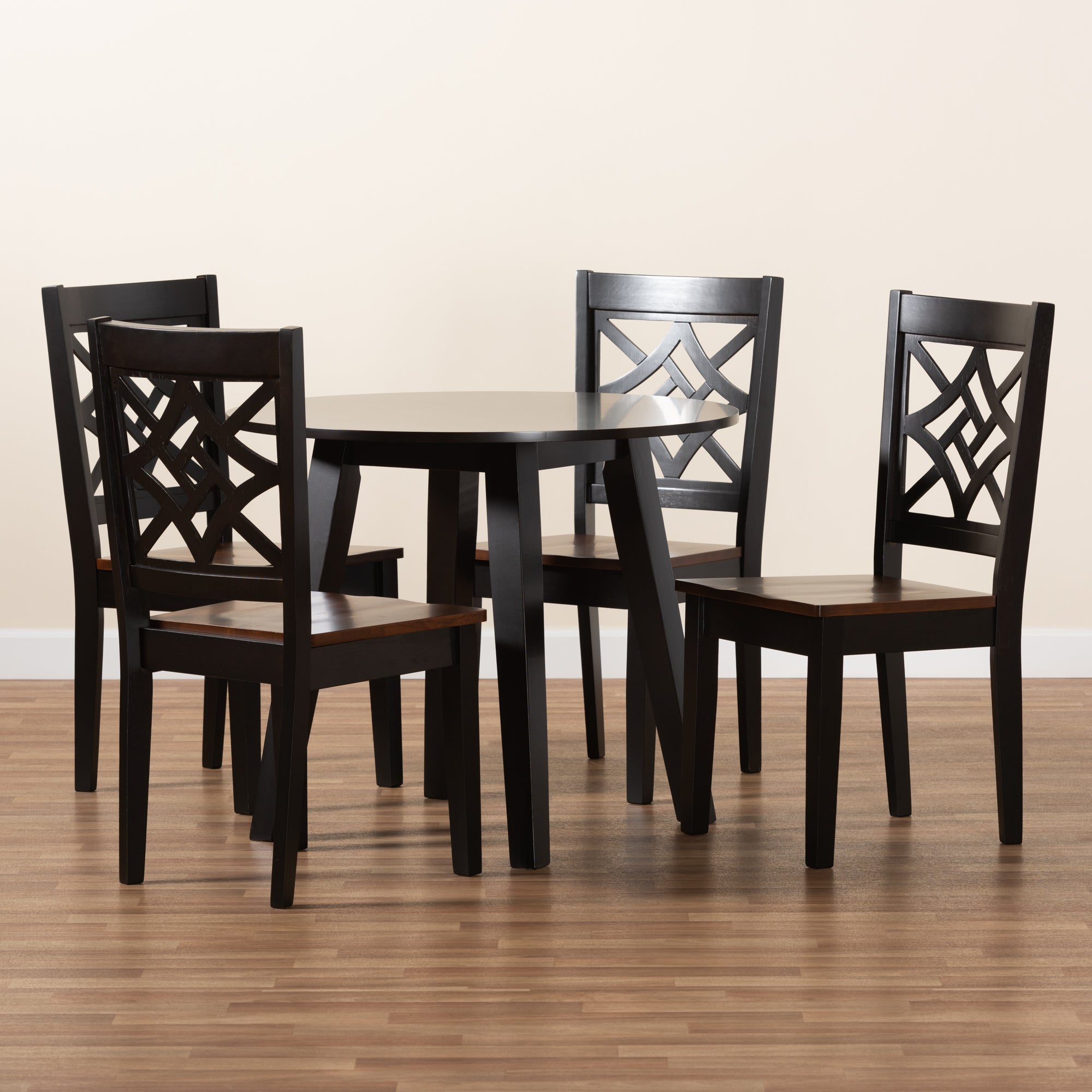Rava Modern Table & Dining Chairs Two-Tone 5-Piece-Dining Set-Baxton Studio - WI-Wall2Wall Furnishings