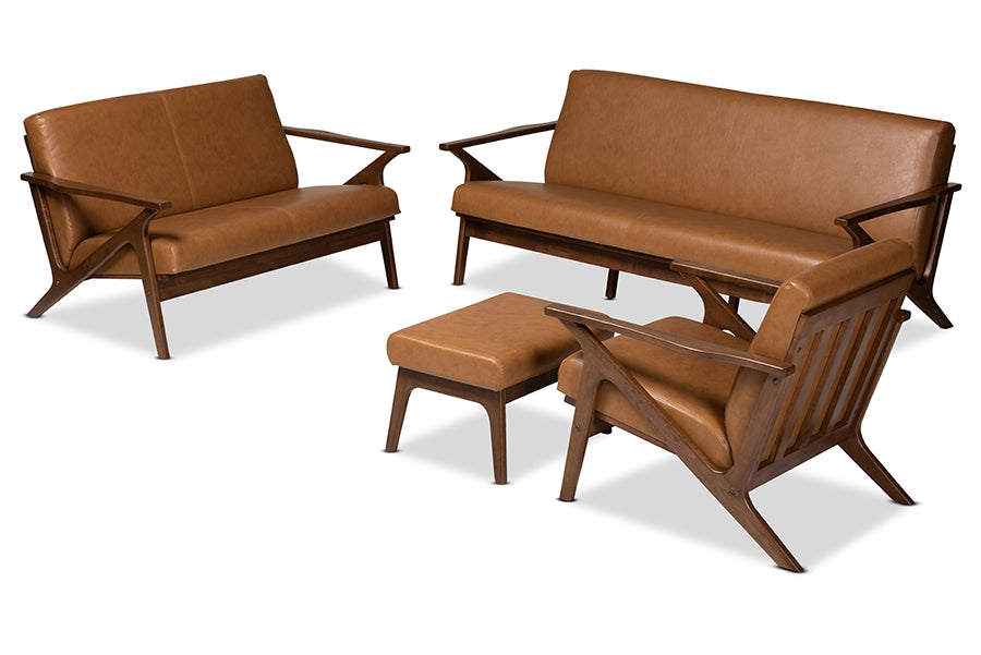 Bianca Mid-Century Sofa & Loveseat & Living Room Chair & Ottoman-Sofa Set-Baxton Studio - WI-Wall2Wall Furnishings
