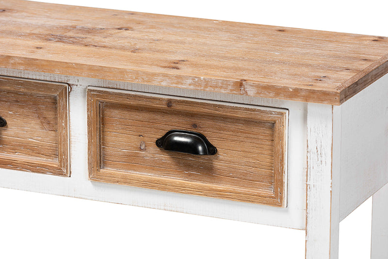 Benedict Traditional Console Table Two-Tone 3-Drawer-Console Table-Baxton Studio - WI-Wall2Wall Furnishings