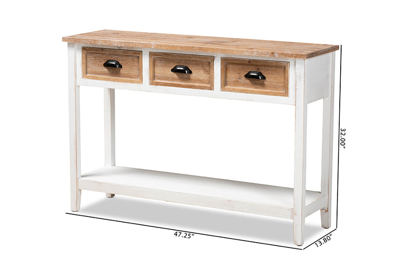 Benedict Traditional Console Table Two-Tone 3-Drawer-Console Table-Baxton Studio - WI-Wall2Wall Furnishings