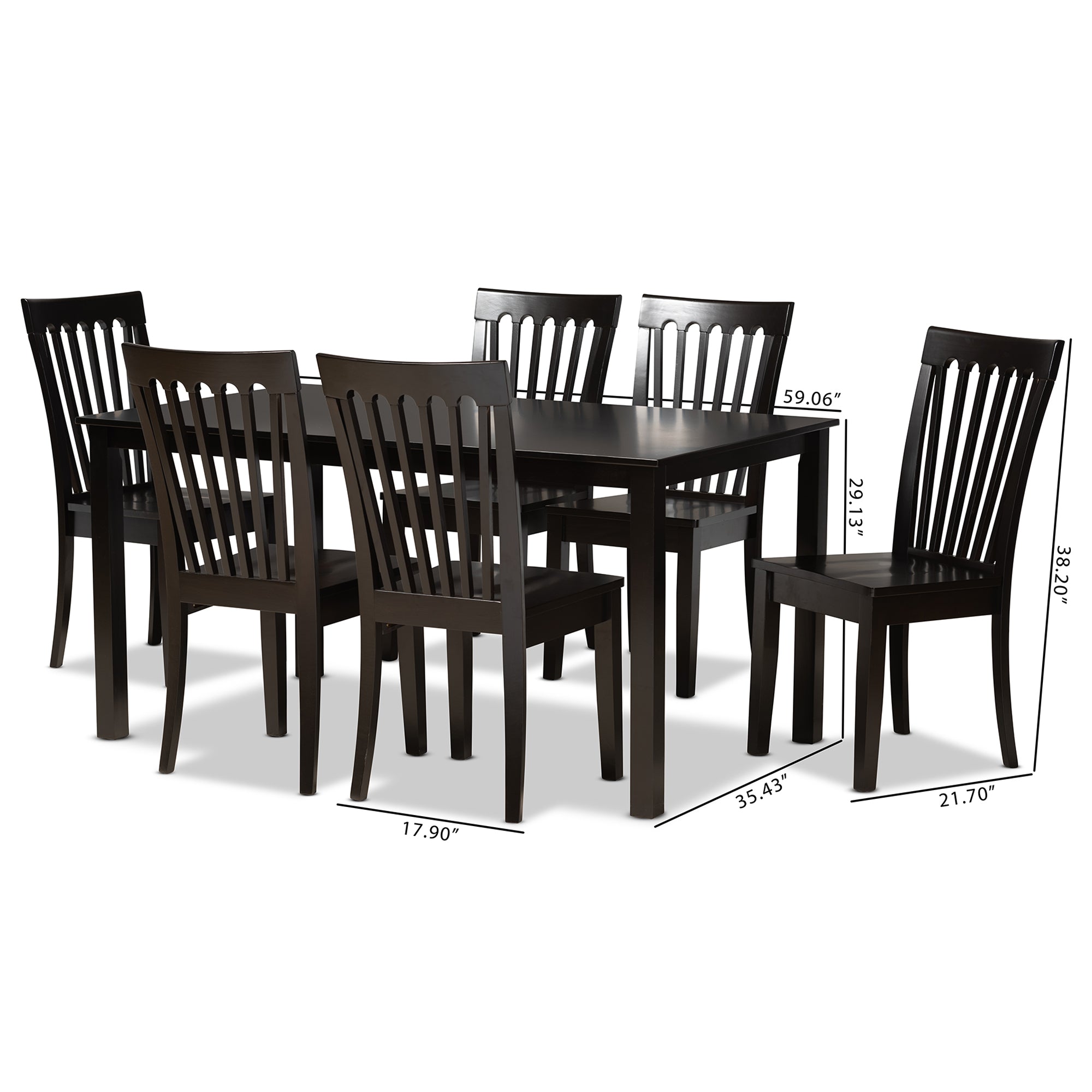 Erion Modern Table & Six (6) Dining Chairs 7-Piece-Dining Set-Baxton Studio - WI-Wall2Wall Furnishings