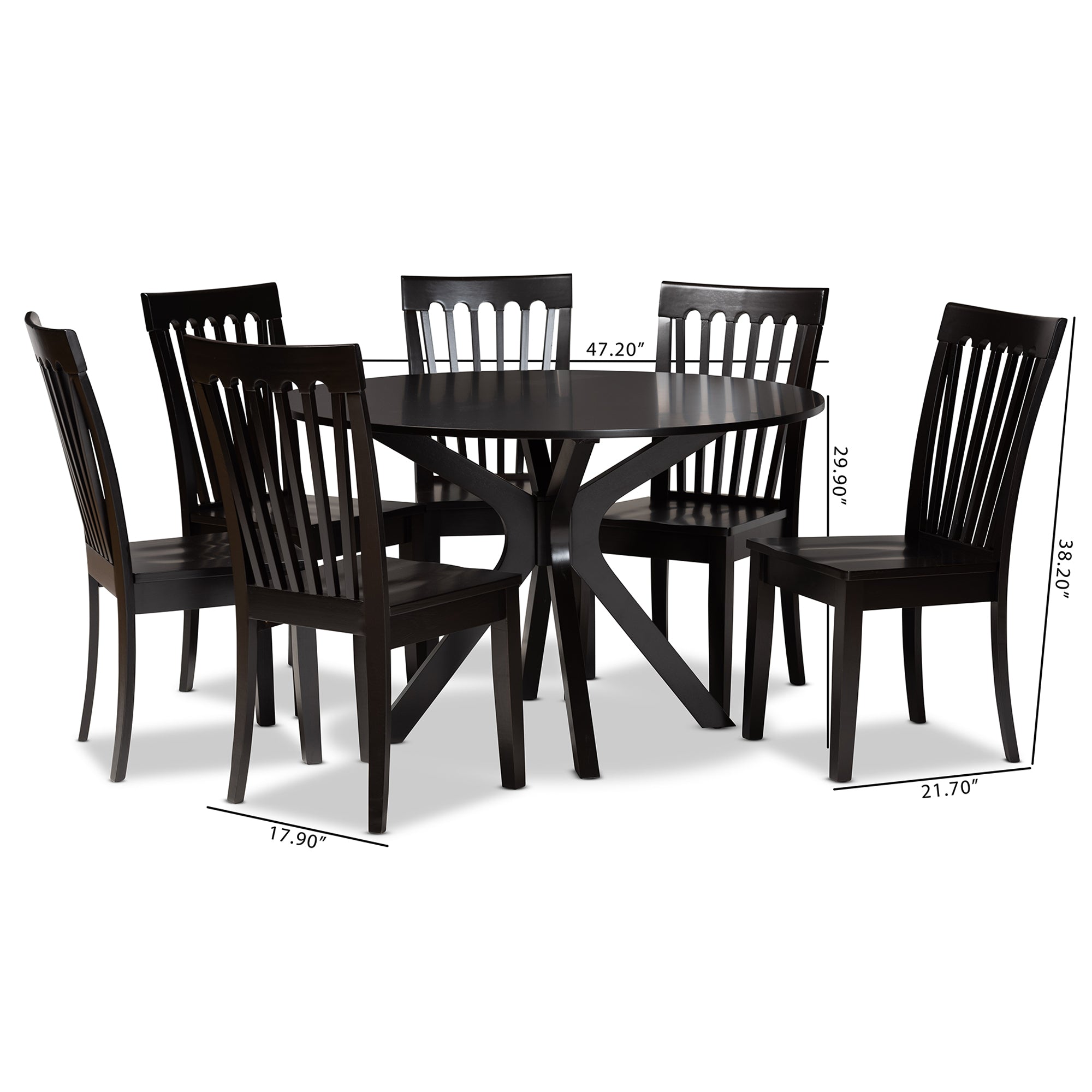 Zora Modern Dining Table & Six (6) Dining Chairs 7-Piece-Dining Set-Baxton Studio - WI-Wall2Wall Furnishings