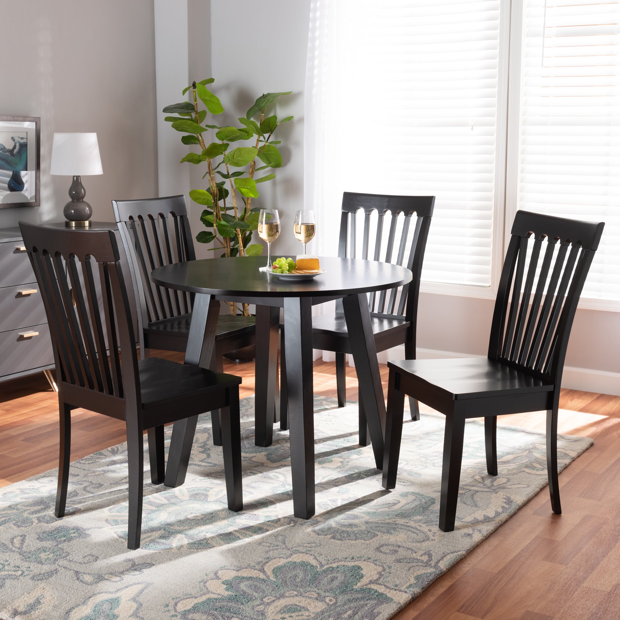 Zala Modern Dining Table & Dining Chairs 5-Piece-Dining Set-Baxton Studio - WI-Wall2Wall Furnishings