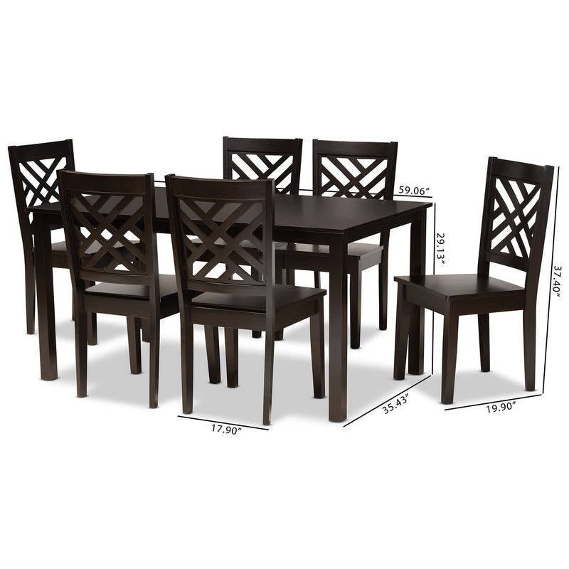 Ani Modern Dining Table & Six (6) Dining Chairs 7-Piece-Dining Set-Baxton Studio - WI-Wall2Wall Furnishings