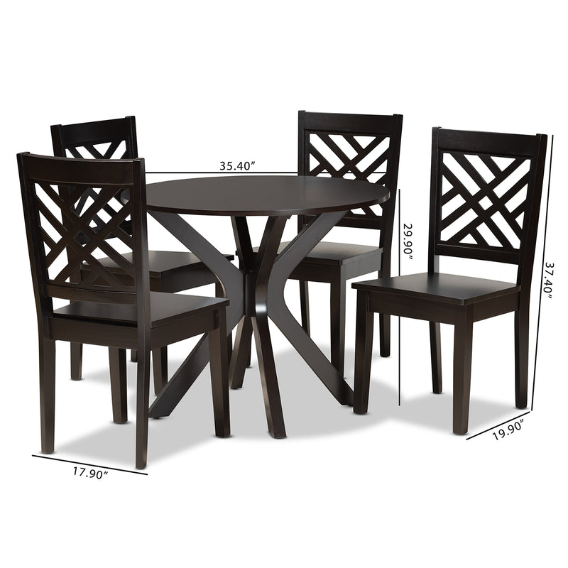Ela Modern Dining Table & Dining Chairs 5-Piece-Dining Set-Baxton Studio - WI-Wall2Wall Furnishings