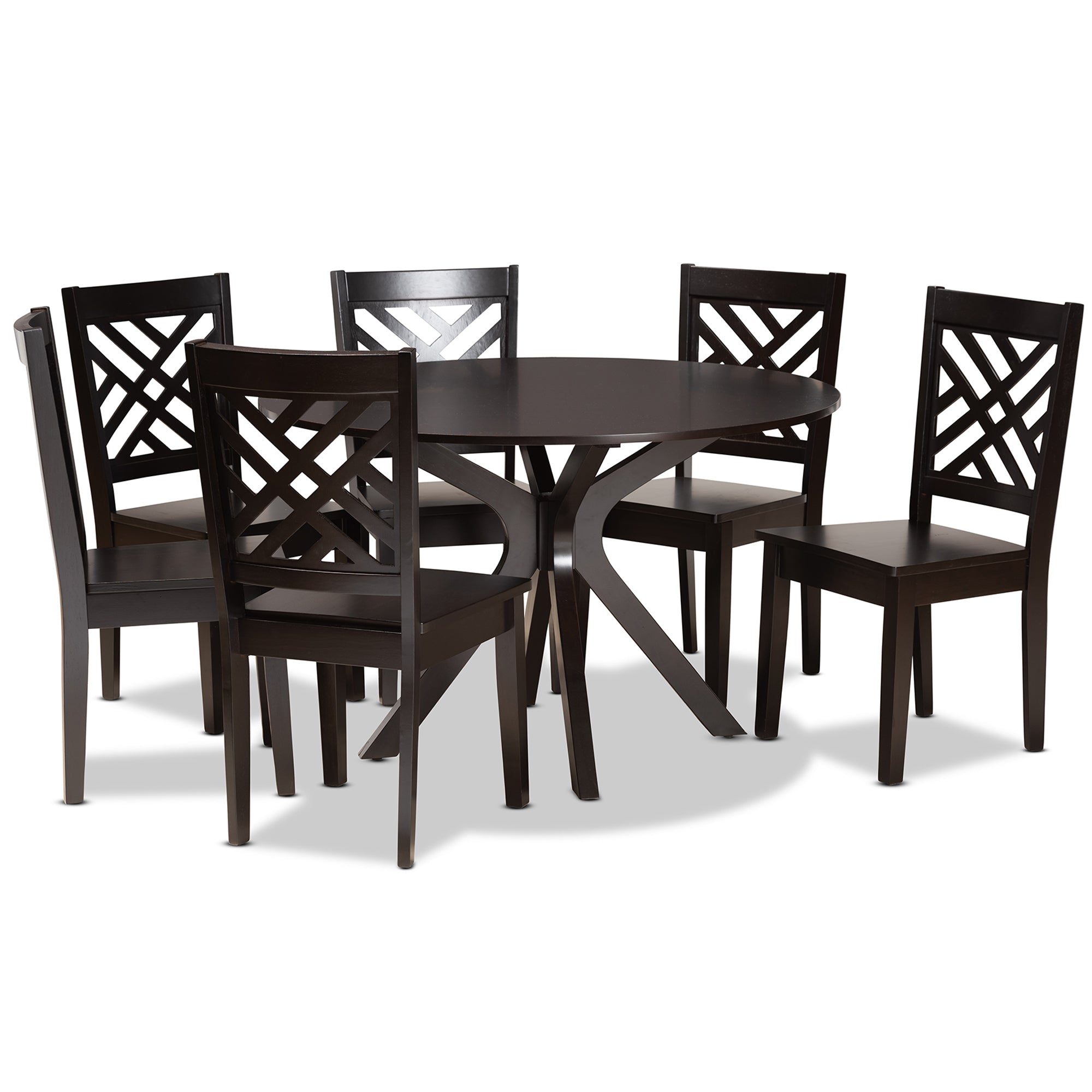 Ela Modern Dining Table & Six (6) Dining Chairs 7-Piece-Dining Set-Baxton Studio - WI-Wall2Wall Furnishings