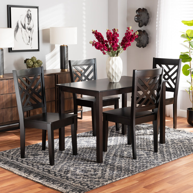 Ani Modern Dining Table & Dining Chairs 5-Piece-Dining Set-Baxton Studio - WI-Wall2Wall Furnishings
