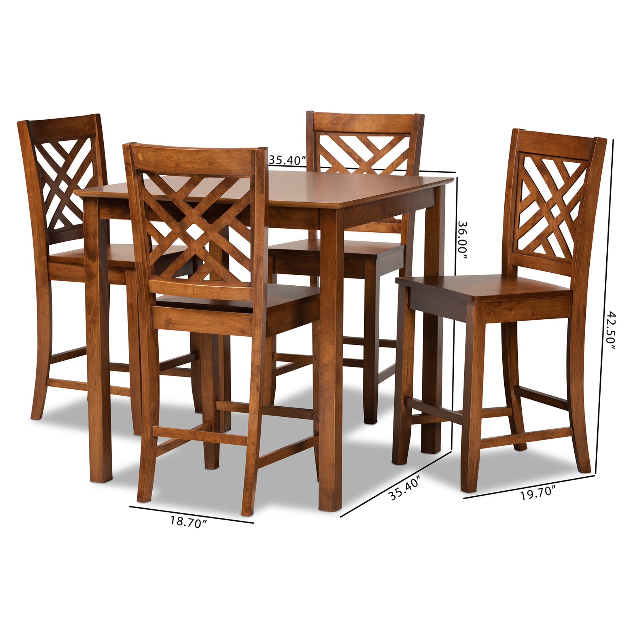 Caron Modern Pub Table & Counter Stools 5-Piece-Dining Set-Baxton Studio - WI-Wall2Wall Furnishings