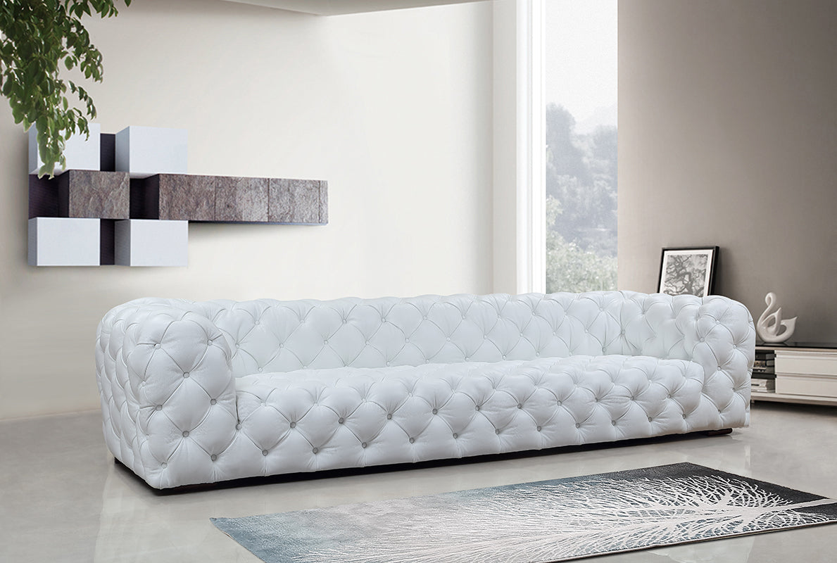 Divani Casa Dexter Transitional White Full Italian Leather 4 Seater Sofa-Sofa-VIG-Wall2Wall Furnishings