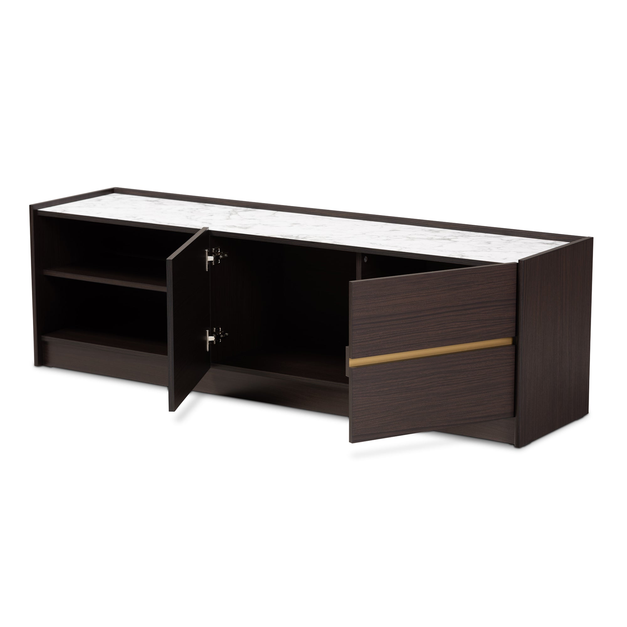 Walker Contemporary TV Stand with Faux Marble Top-TV Stand-Baxton Studio - WI-Wall2Wall Furnishings