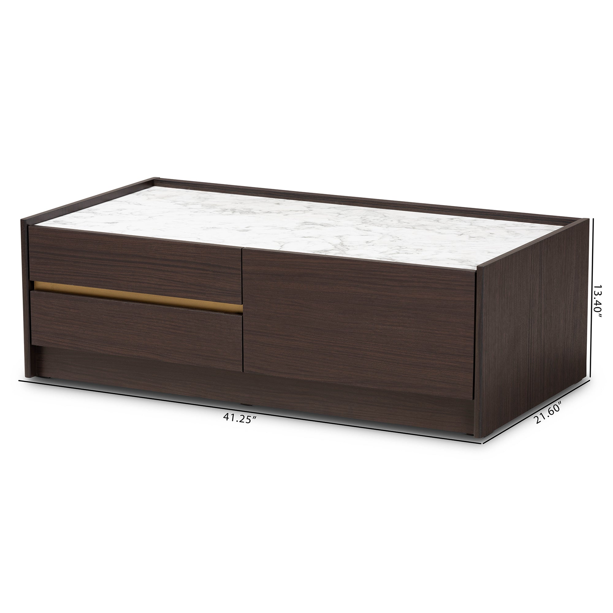 Walker Contemporary Coffee Table with Faux Marble Top-Coffee Table-Baxton Studio - WI-Wall2Wall Furnishings