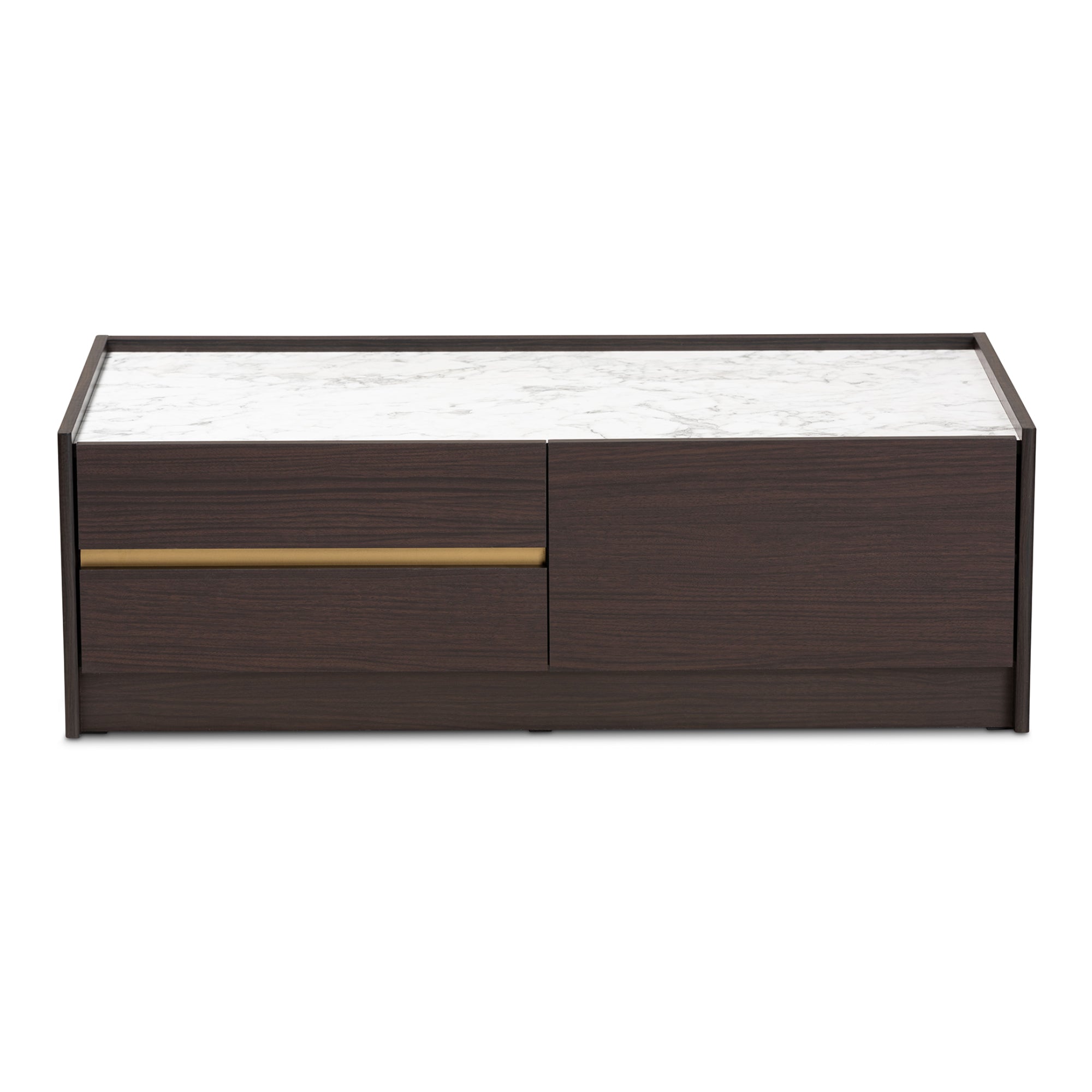 Walker Contemporary Coffee Table with Faux Marble Top-Coffee Table-Baxton Studio - WI-Wall2Wall Furnishings