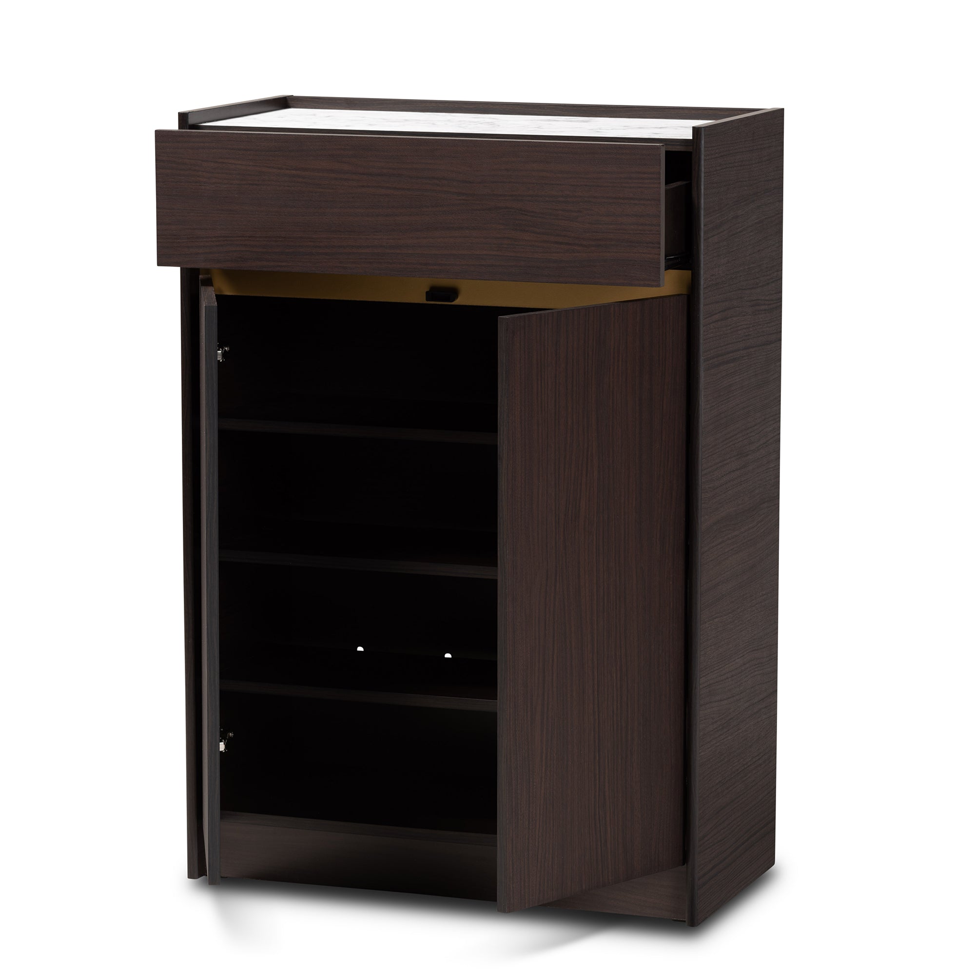 Walker Contemporary Shoe Cabinet with Faux Marble Top-Shoe Cabinet-Baxton Studio - WI-Wall2Wall Furnishings