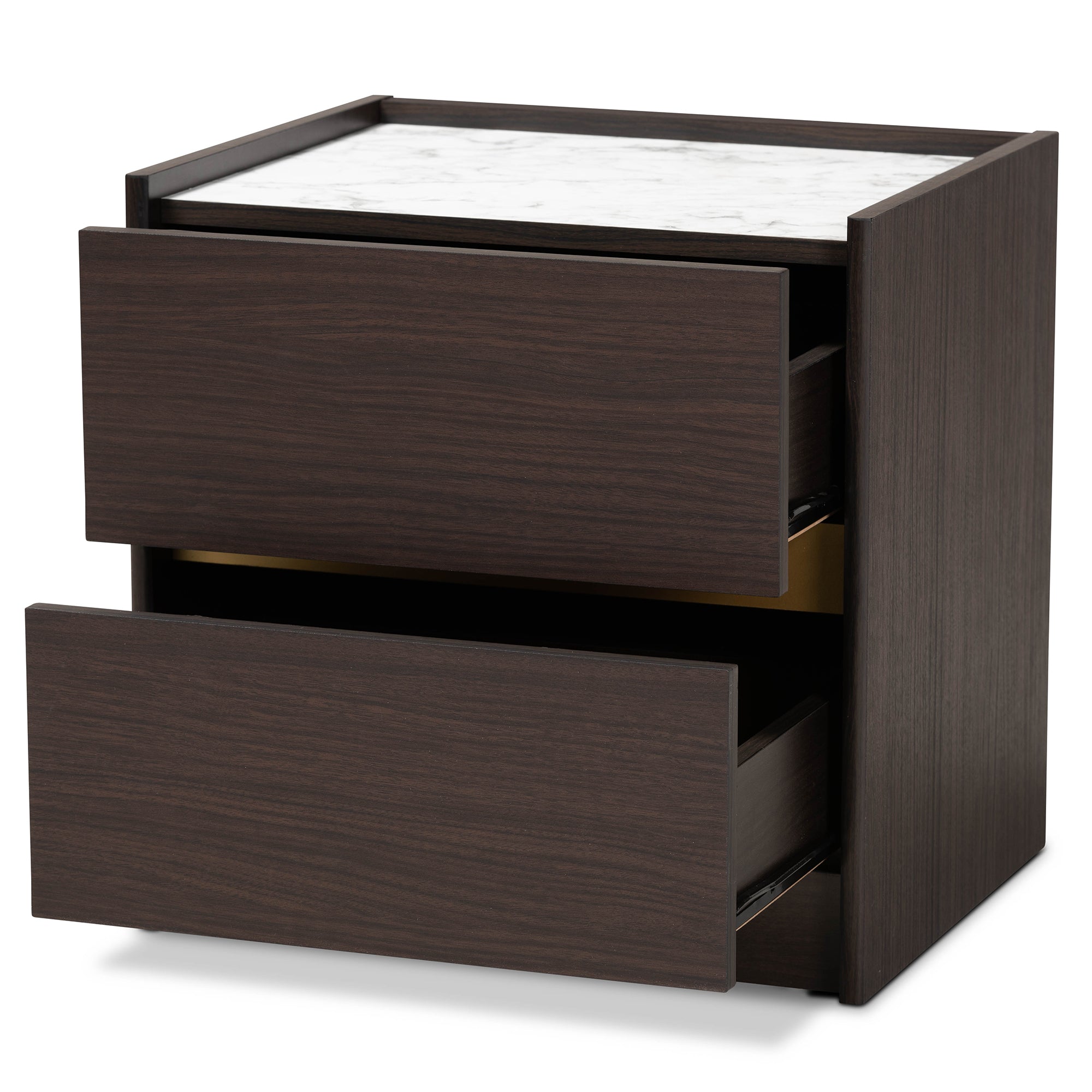 Walker Contemporary Nightstand with Faux Marble Top-Nightstand-Baxton Studio - WI-Wall2Wall Furnishings