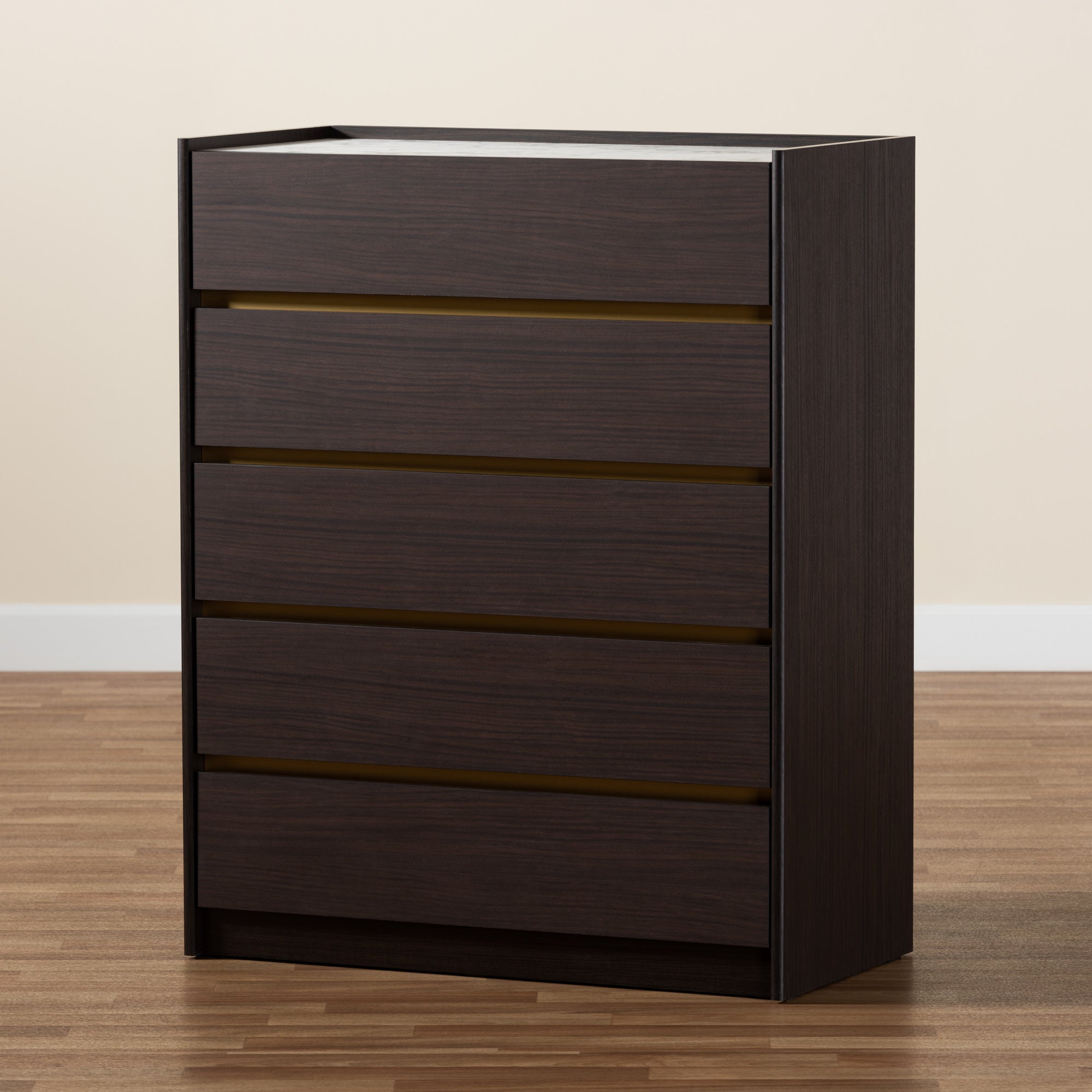 Walker Contemporary Chest 5-Drawer with Faux Marble Top-Chest-Baxton Studio - WI-Wall2Wall Furnishings