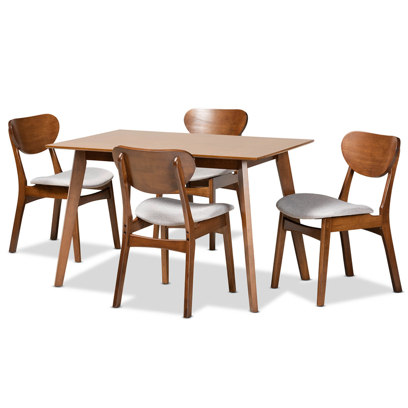 Katya Mid-Century Dining Table & Dining Chairs-Dining Set-Baxton Studio - WI-Wall2Wall Furnishings