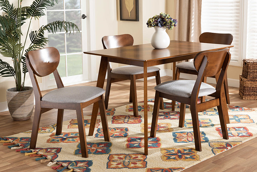 Damara Mid-Century Dining Table & Dining Chairs-Dining Set-Baxton Studio - WI-Wall2Wall Furnishings