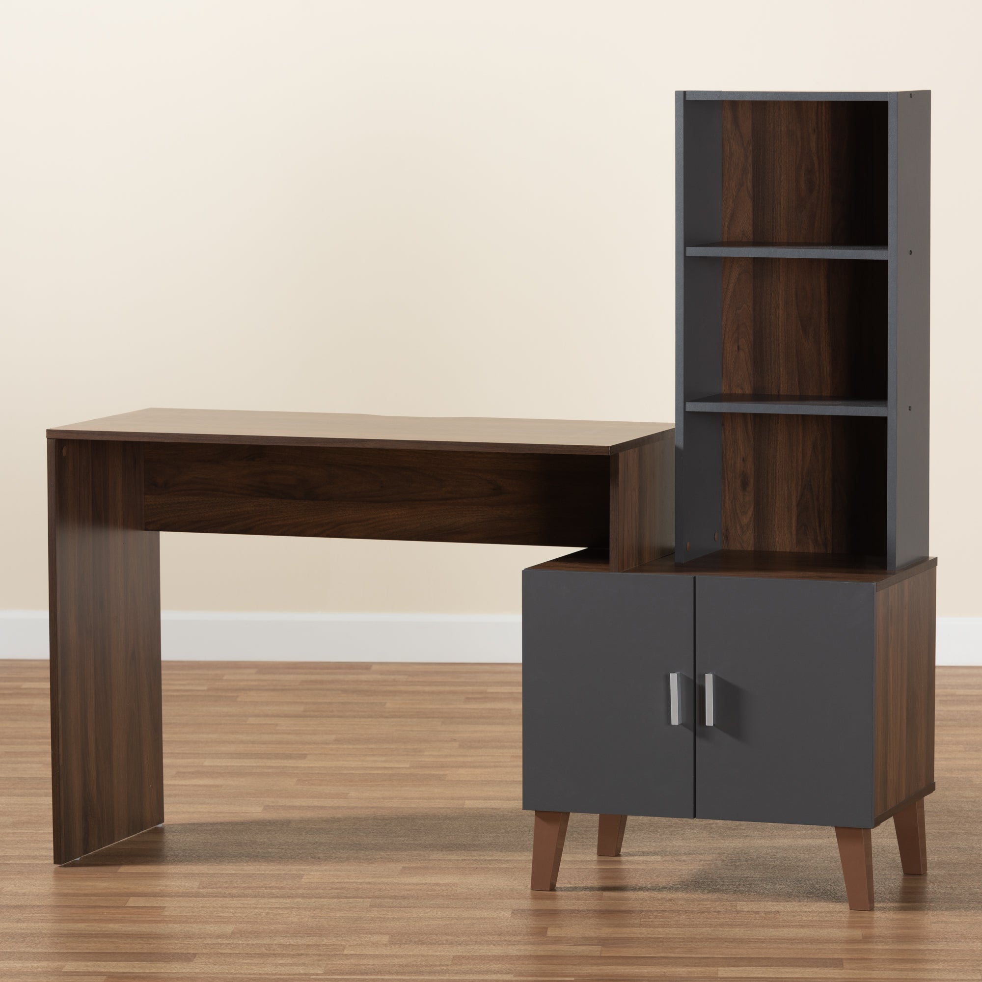 Jaeger Modern Desk Two-Tone with Shelves-Desk-Baxton Studio - WI-Wall2Wall Furnishings