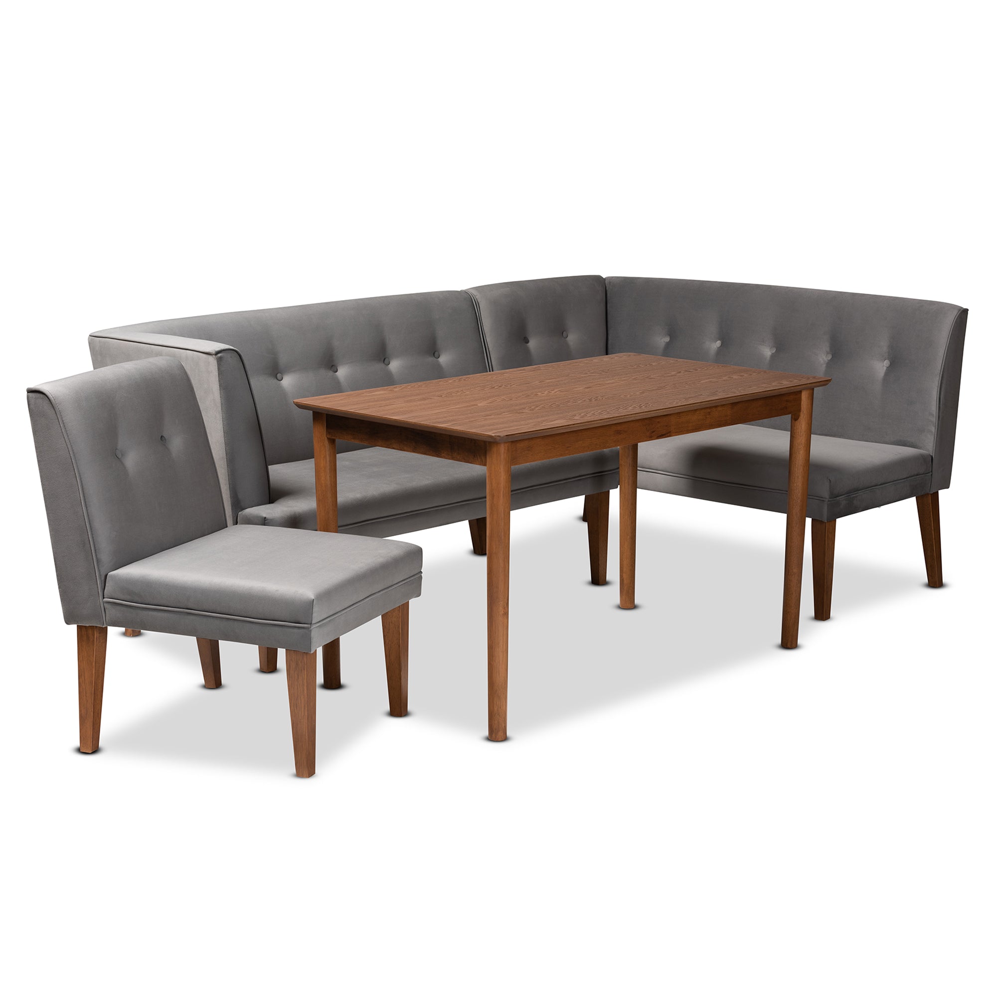 Stewart Mid-Century Table & 2-Seater Dining Bench & Corner Bench & Dining Chair-Dining Set-Baxton Studio - WI-Wall2Wall Furnishings