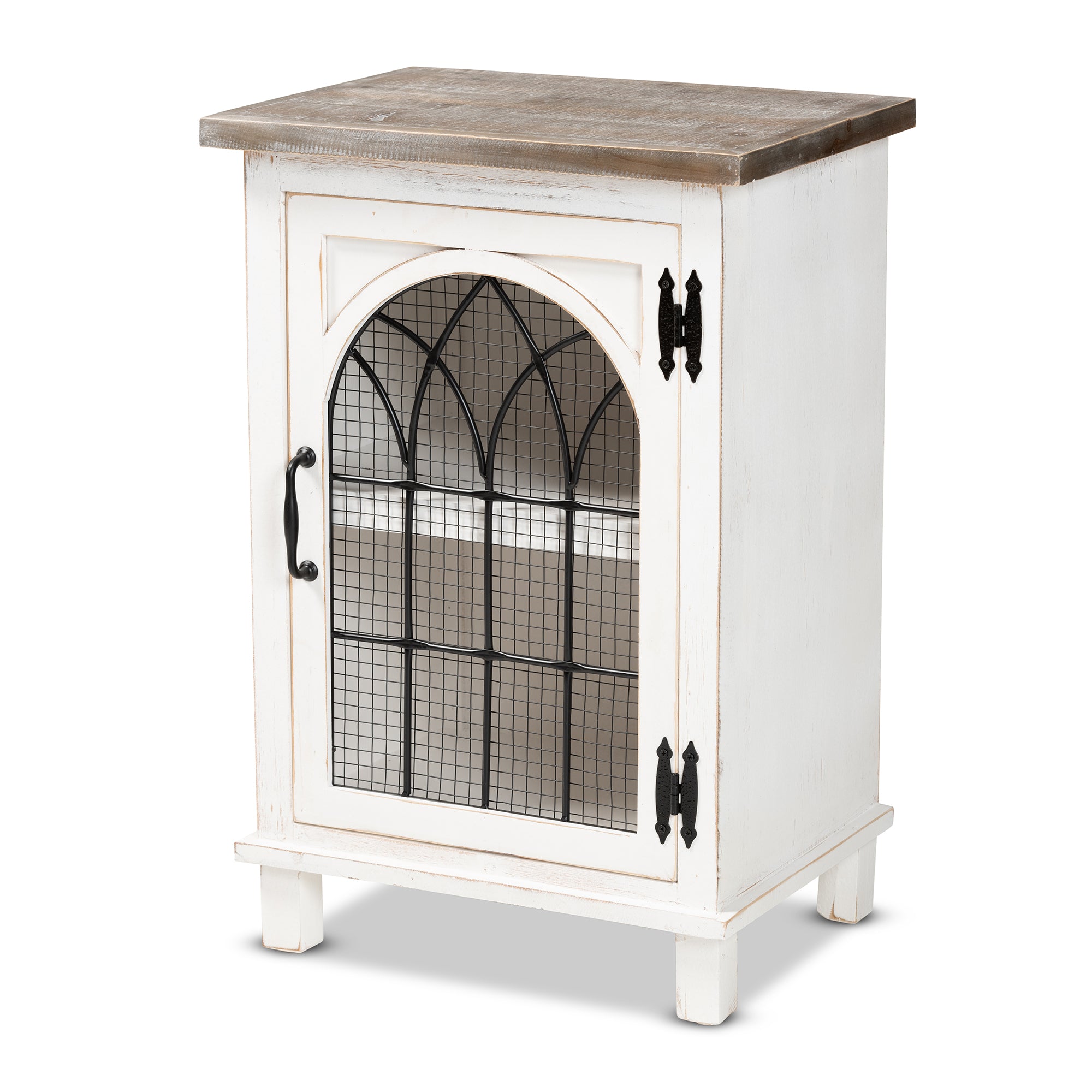 Faron Traditional End Table Two-Tone 1-Door-End Table-Baxton Studio - WI-Wall2Wall Furnishings