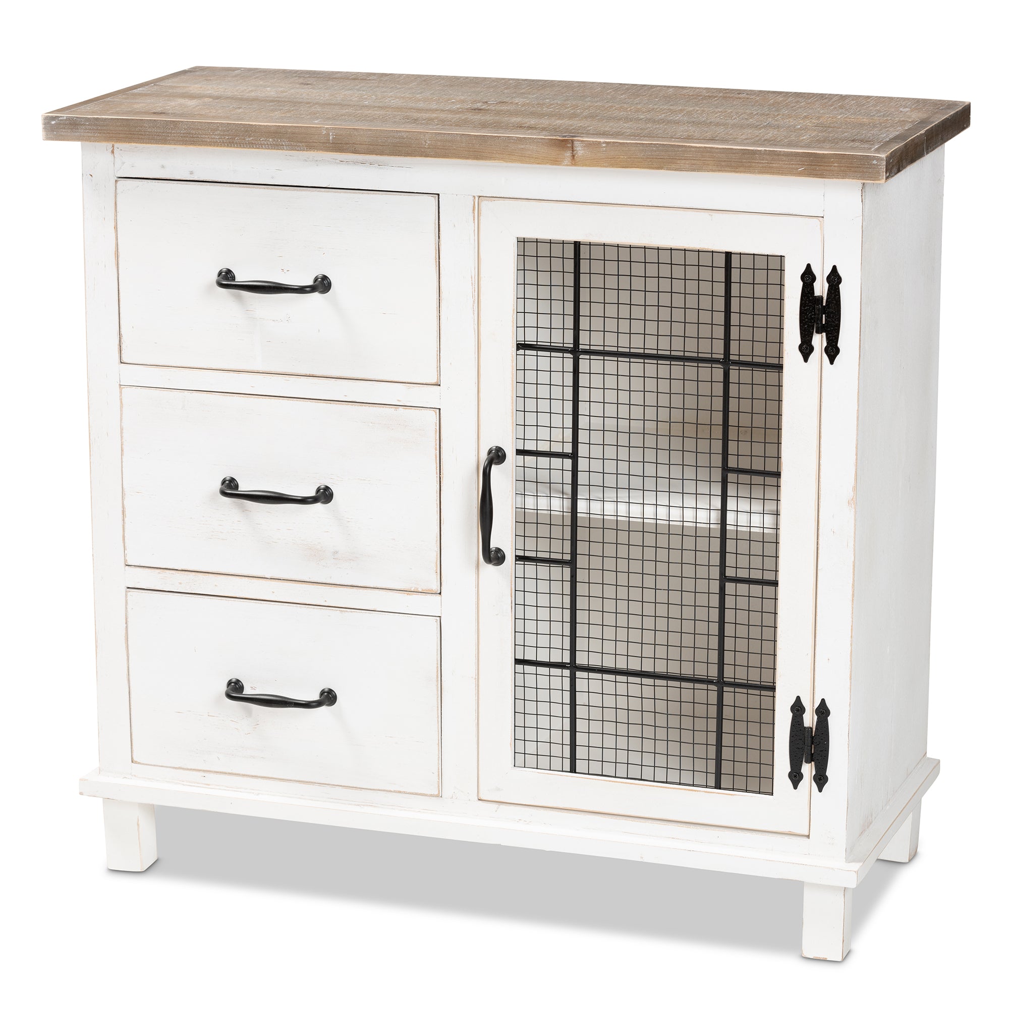 Faron Traditional Storage Cabinet Two-Tone 3-Drawer-Storage Cabinet-Baxton Studio - WI-Wall2Wall Furnishings