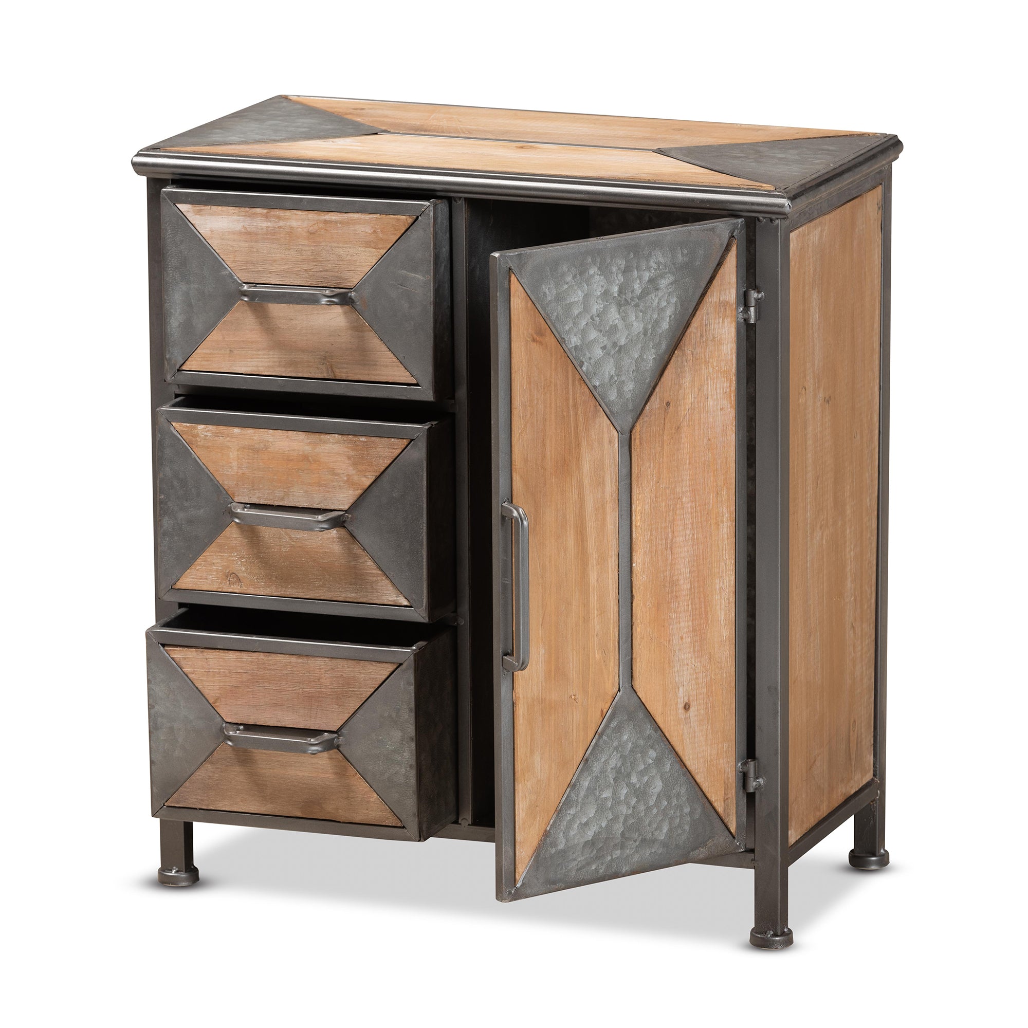 Laurel Rustic Storage Cabinet 3-Drawer-Storage Cabinet-Baxton Studio - WI-Wall2Wall Furnishings